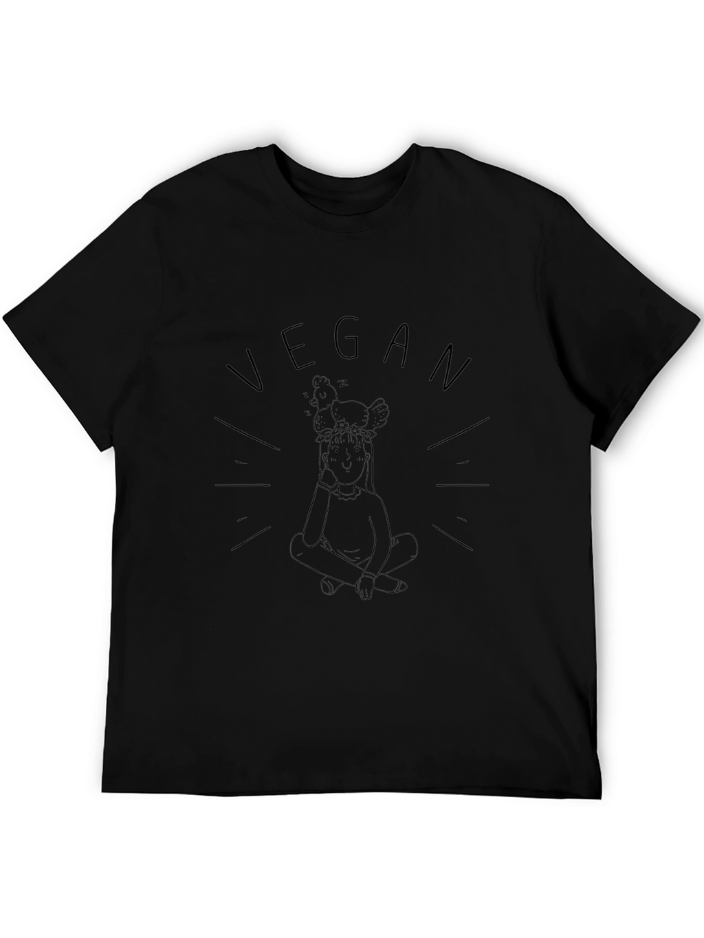Vegan Chicken Head Black T-Shirt