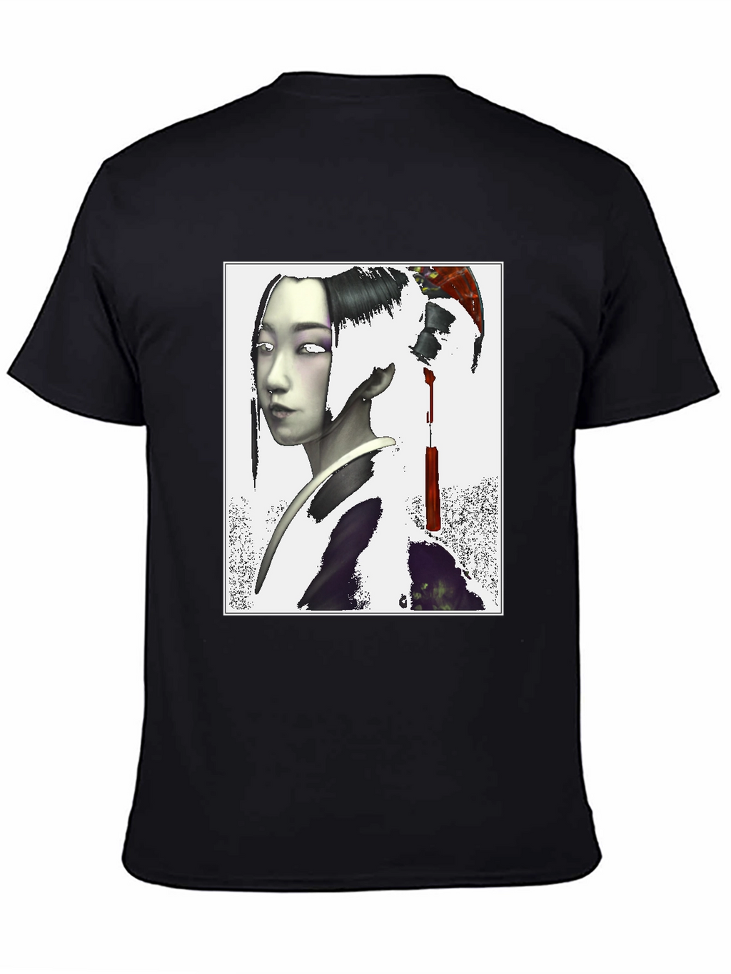 Geisha Graphic Print Black T-Shirt