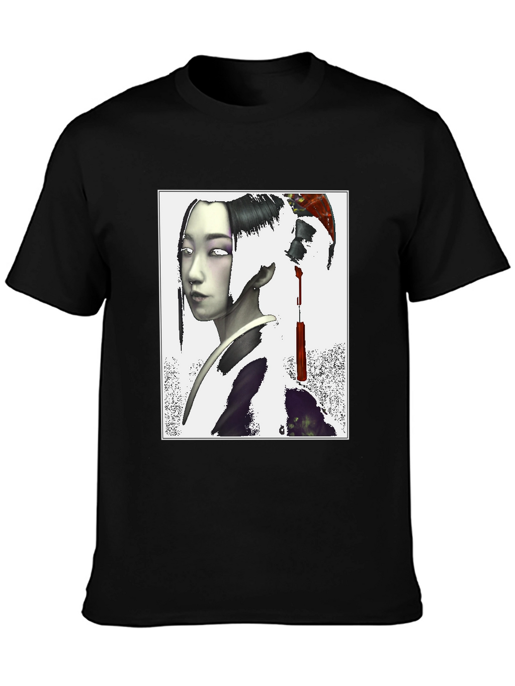 Geisha Graphic Print Black T-Shirt