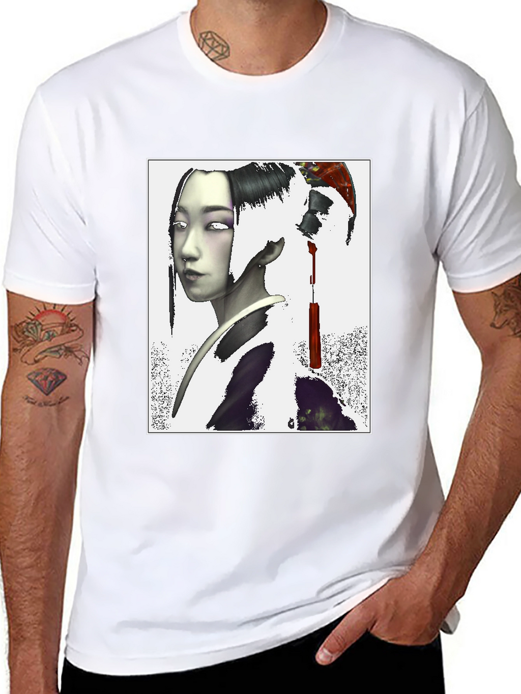 Geisha Graphic Print Black T-Shirt