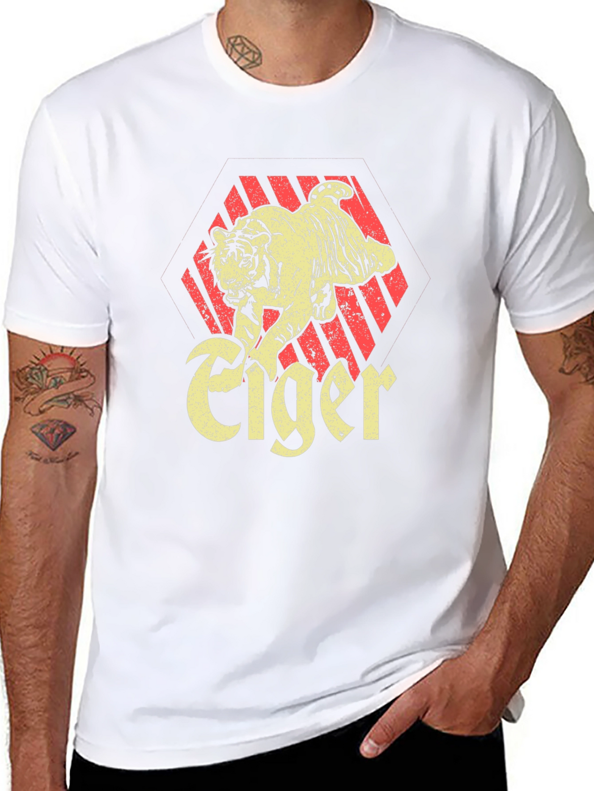 Retro Tiger Graphic Tee - Vintage Style Mens T-Shirt
