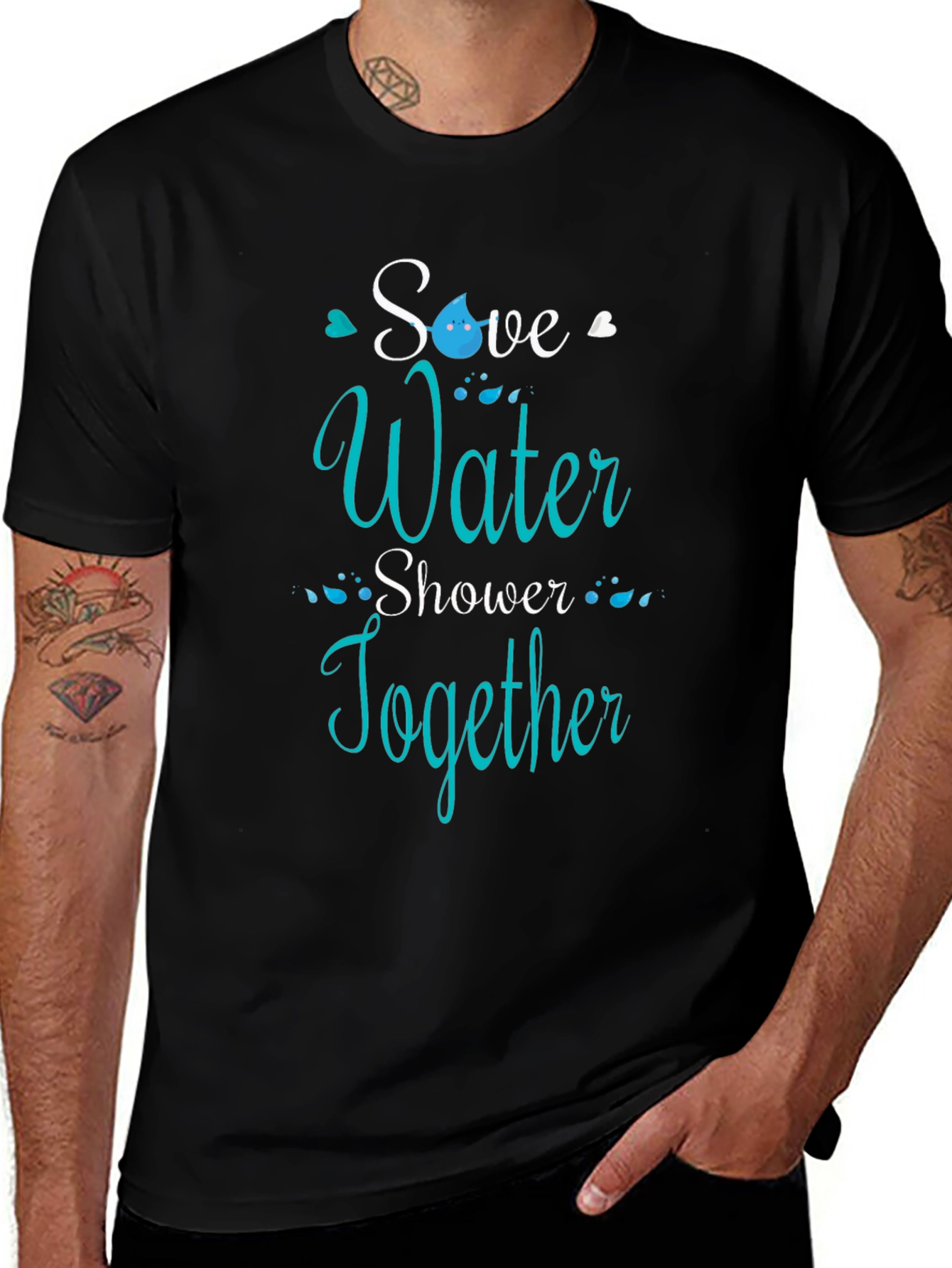 Save Water Shower Together Graphic Tee - Black