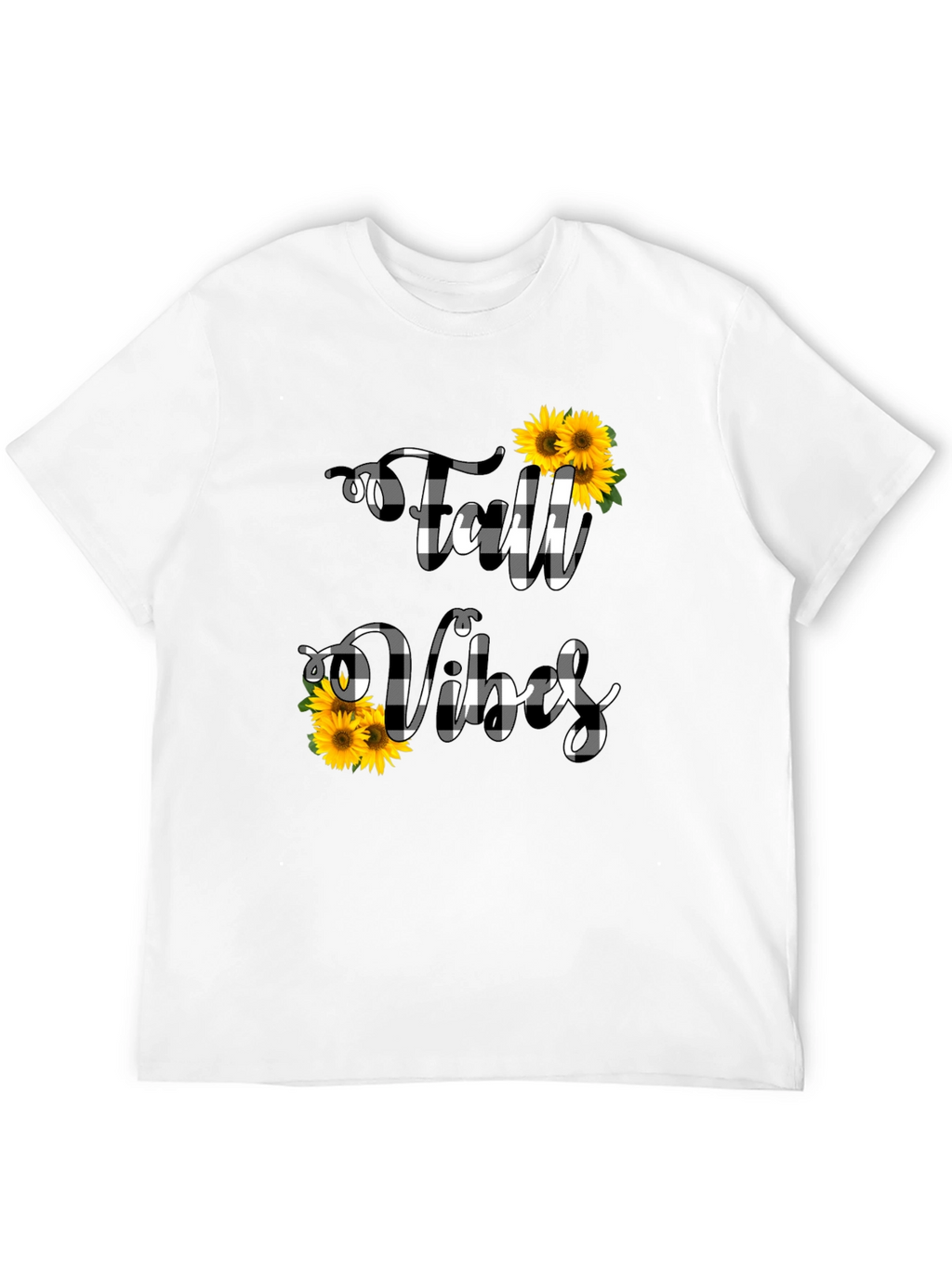 Fall Vibes Buffalo Plaid Sunflower Graphic Tee