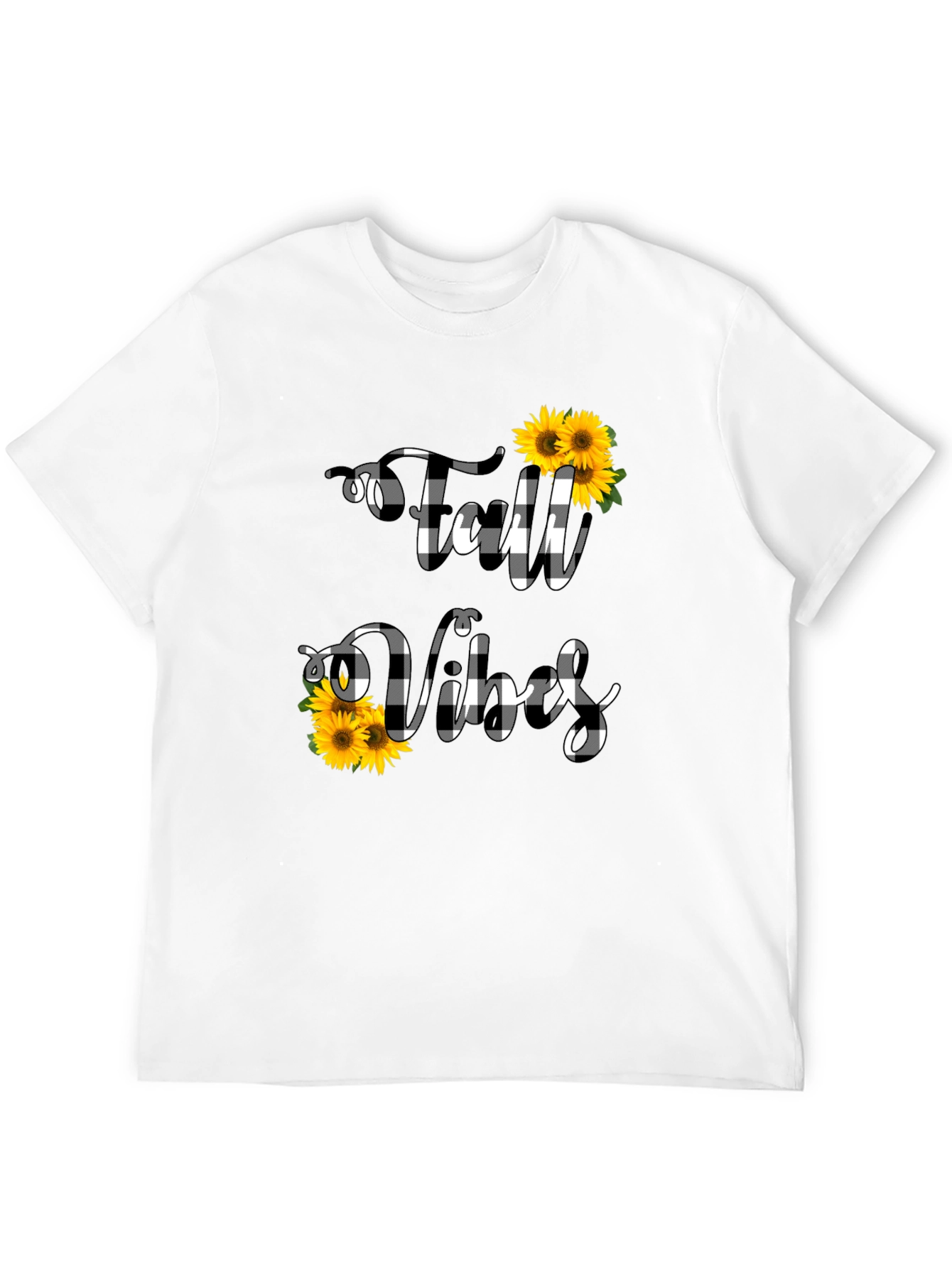 Fall Vibes Buffalo Plaid Sunflower Graphic Tee