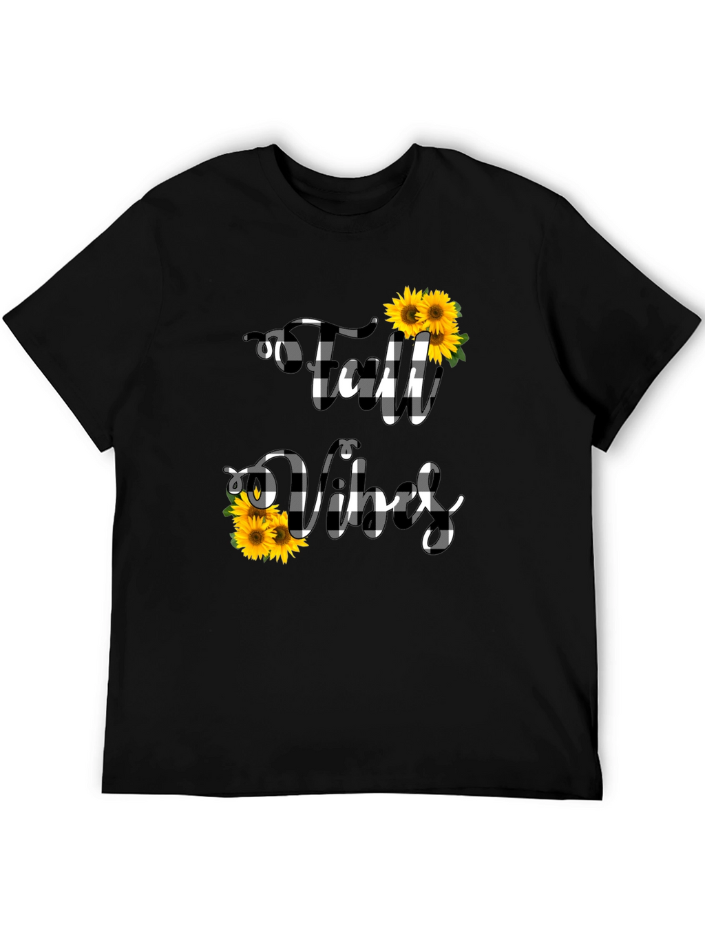 Fall Vibes Buffalo Plaid Sunflower Graphic Tee