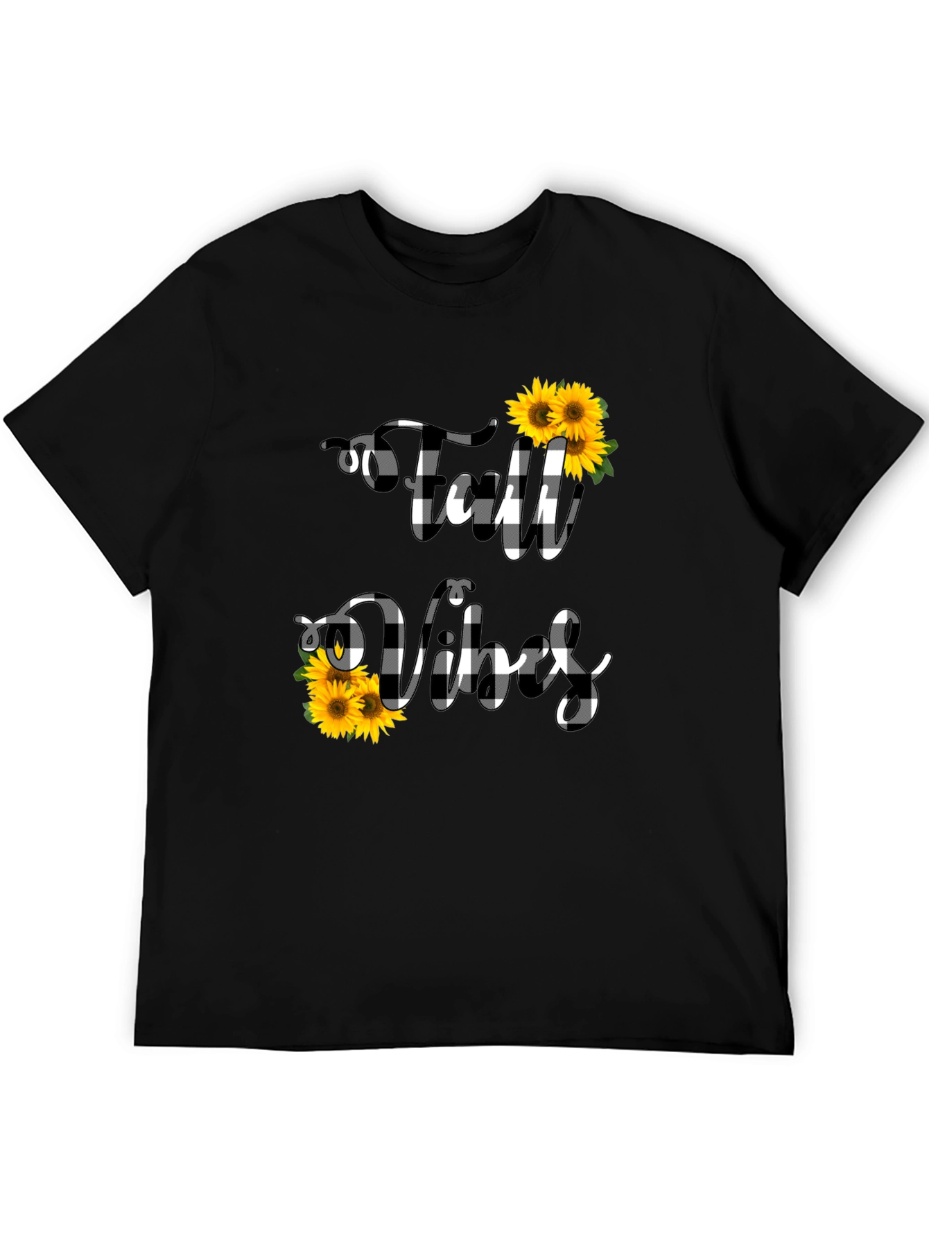 Fall Vibes Buffalo Plaid Sunflower Graphic Tee