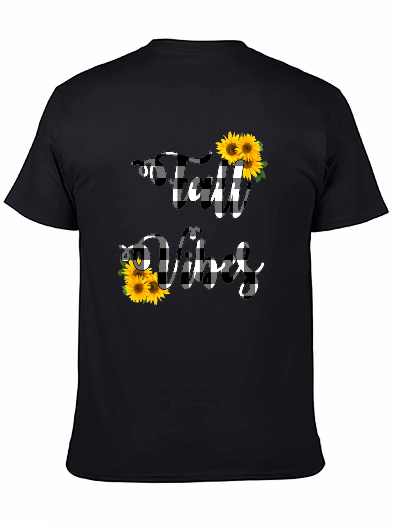 Fall Vibes Buffalo Plaid Sunflower Graphic Tee