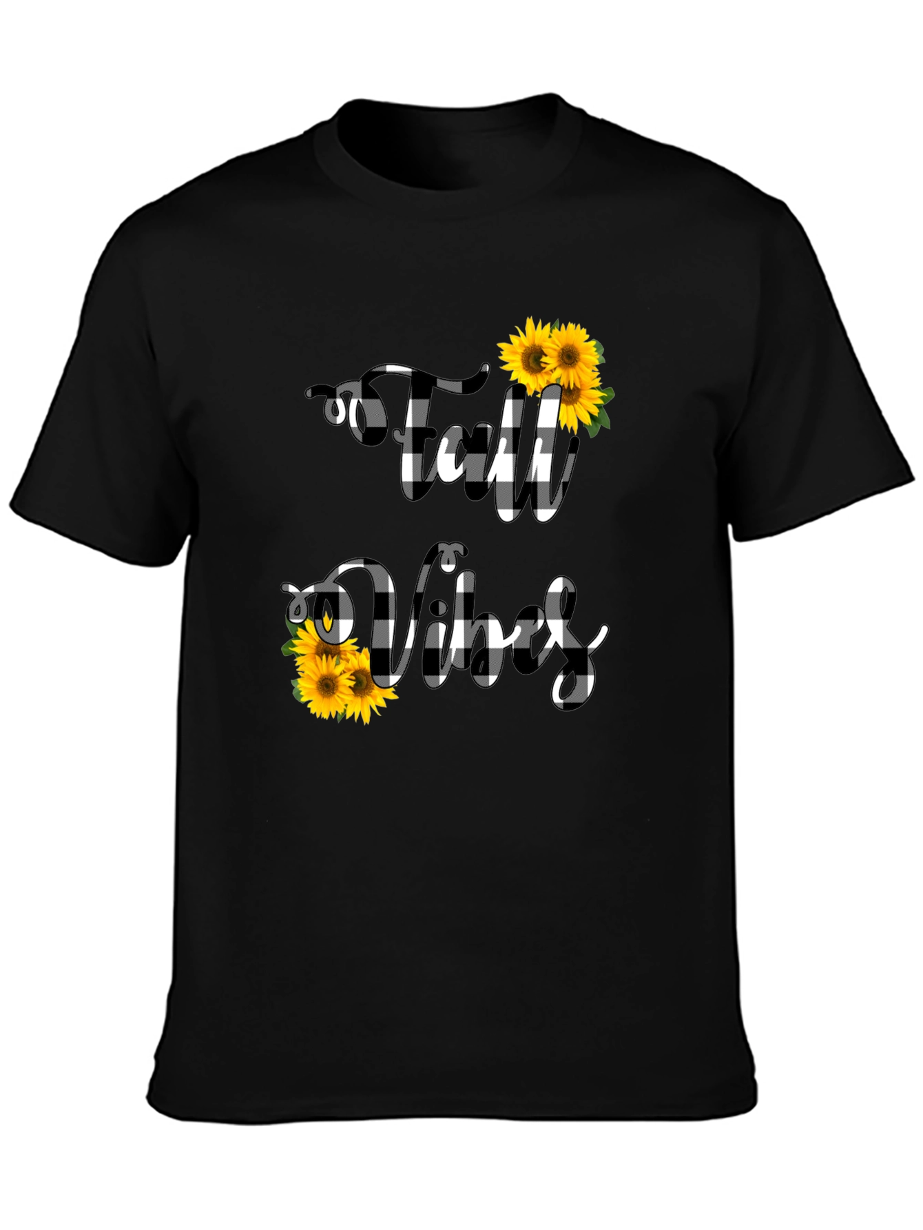 Fall Vibes Buffalo Plaid Sunflower Graphic Tee