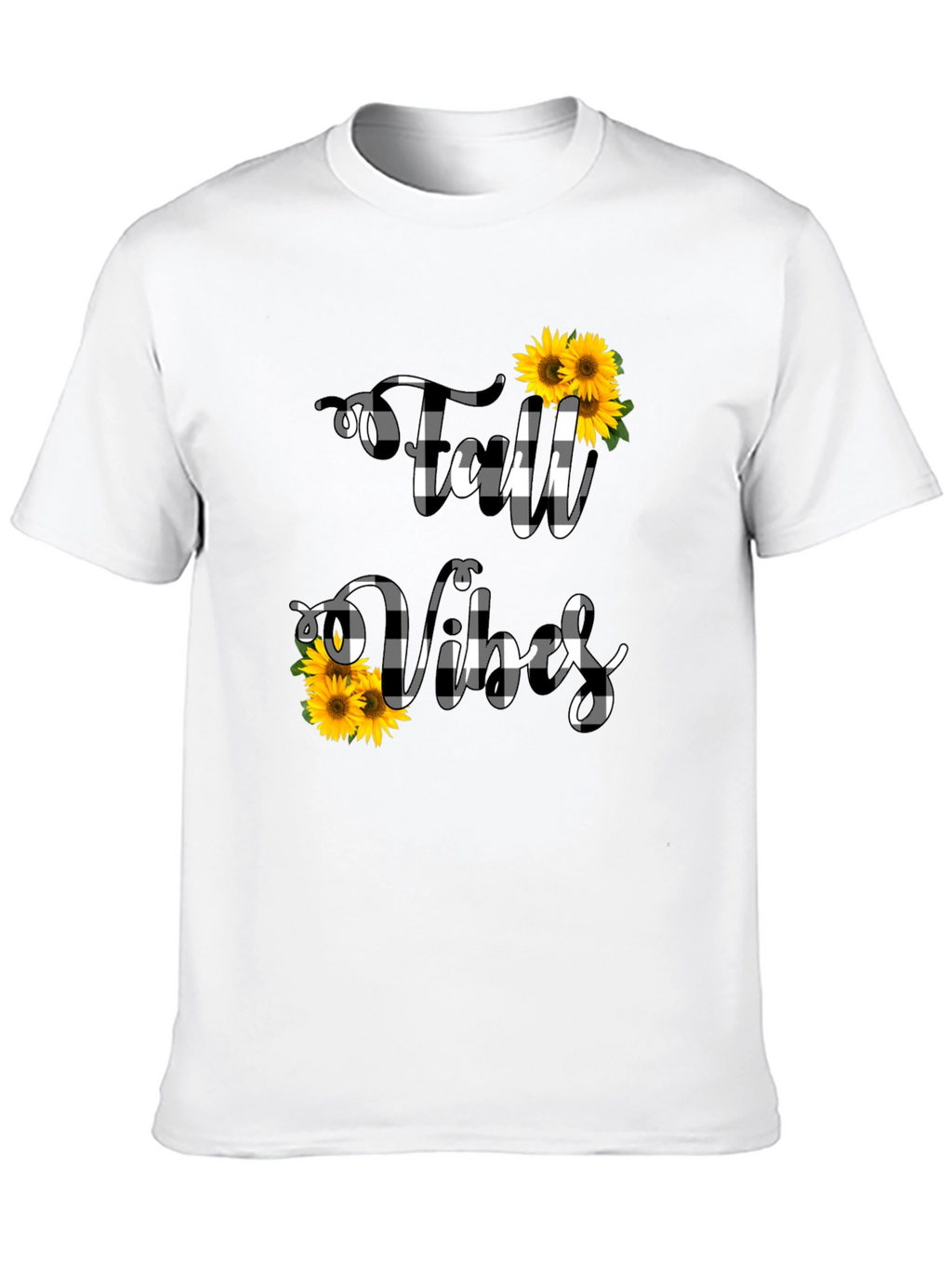Fall Vibes Buffalo Plaid Sunflower Graphic Tee