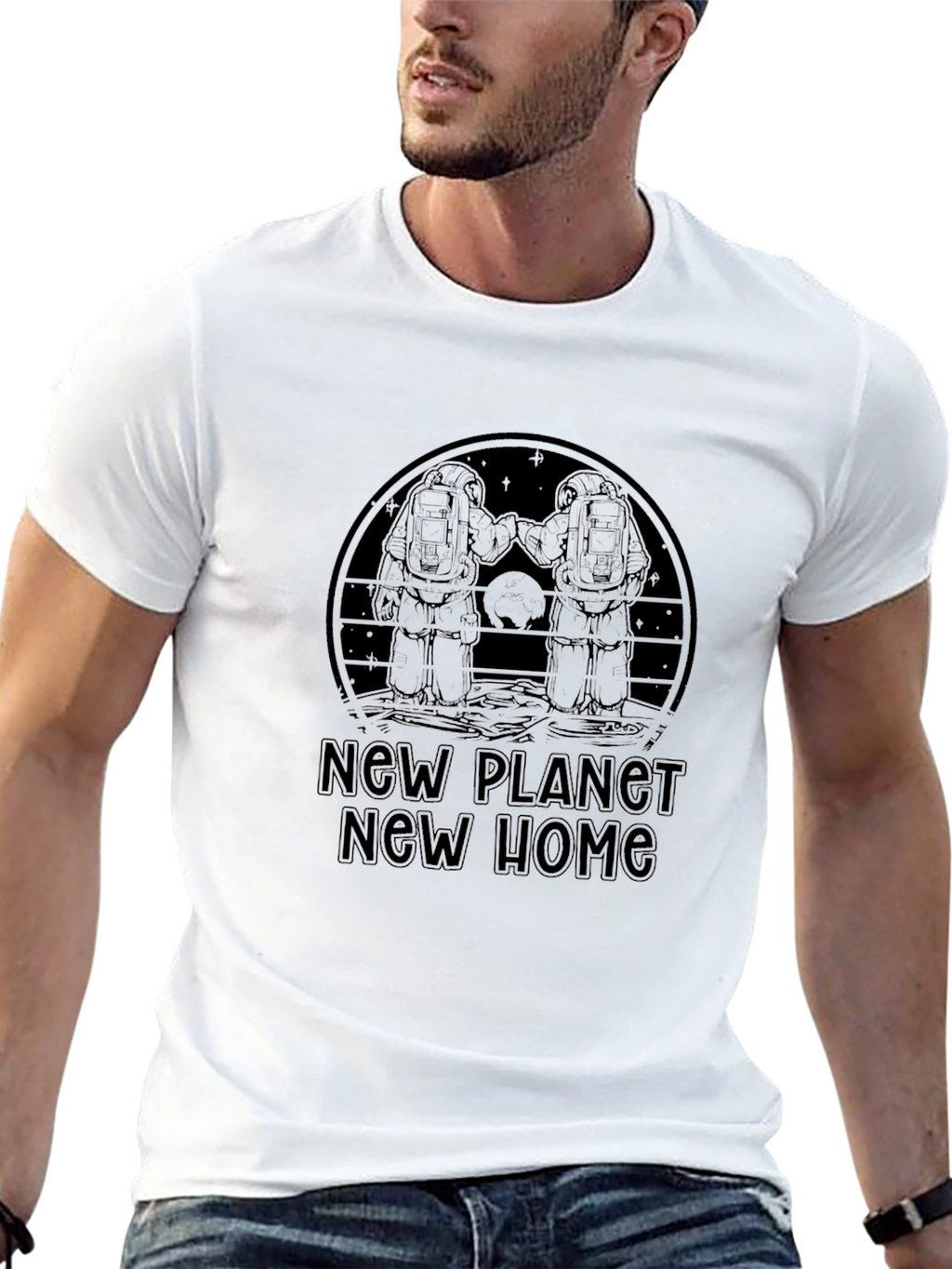 New Planet New Home Graphic T-Shirt - Black