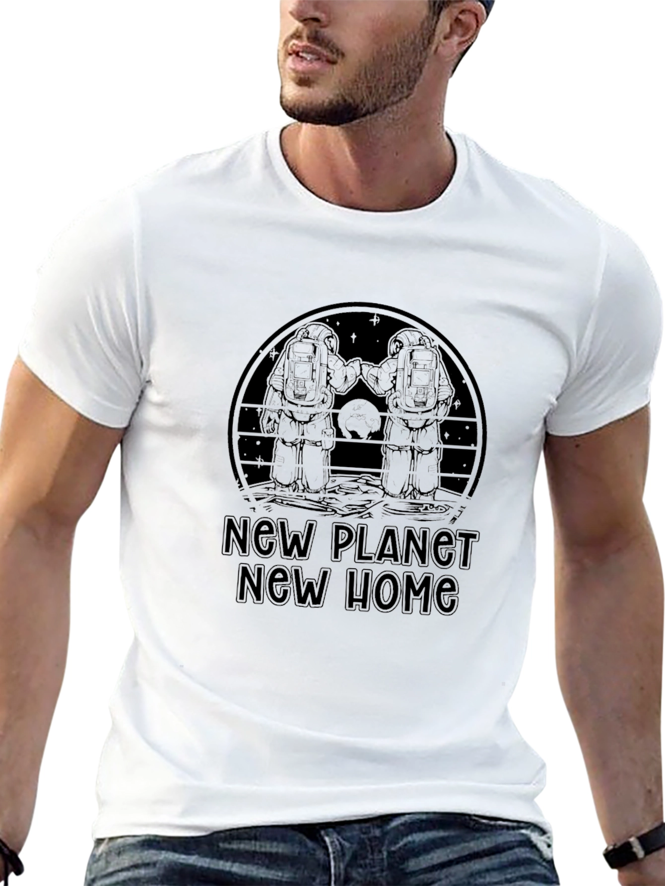 New Planet New Home Graphic T-Shirt - Black