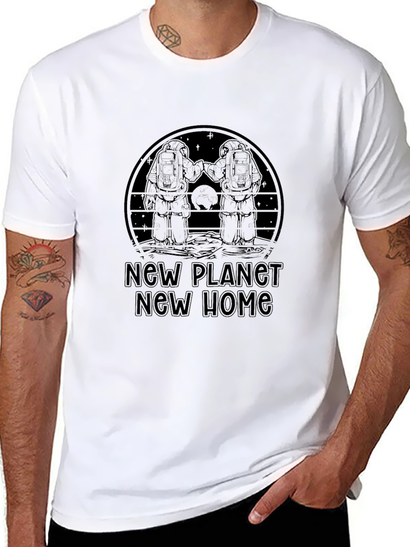 New Planet New Home Graphic T-Shirt - Black