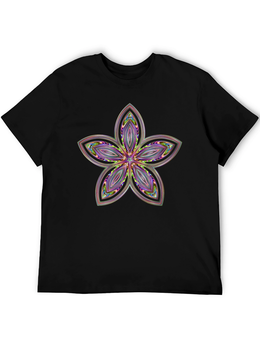 Abstract Flower Print Black T-Shirt