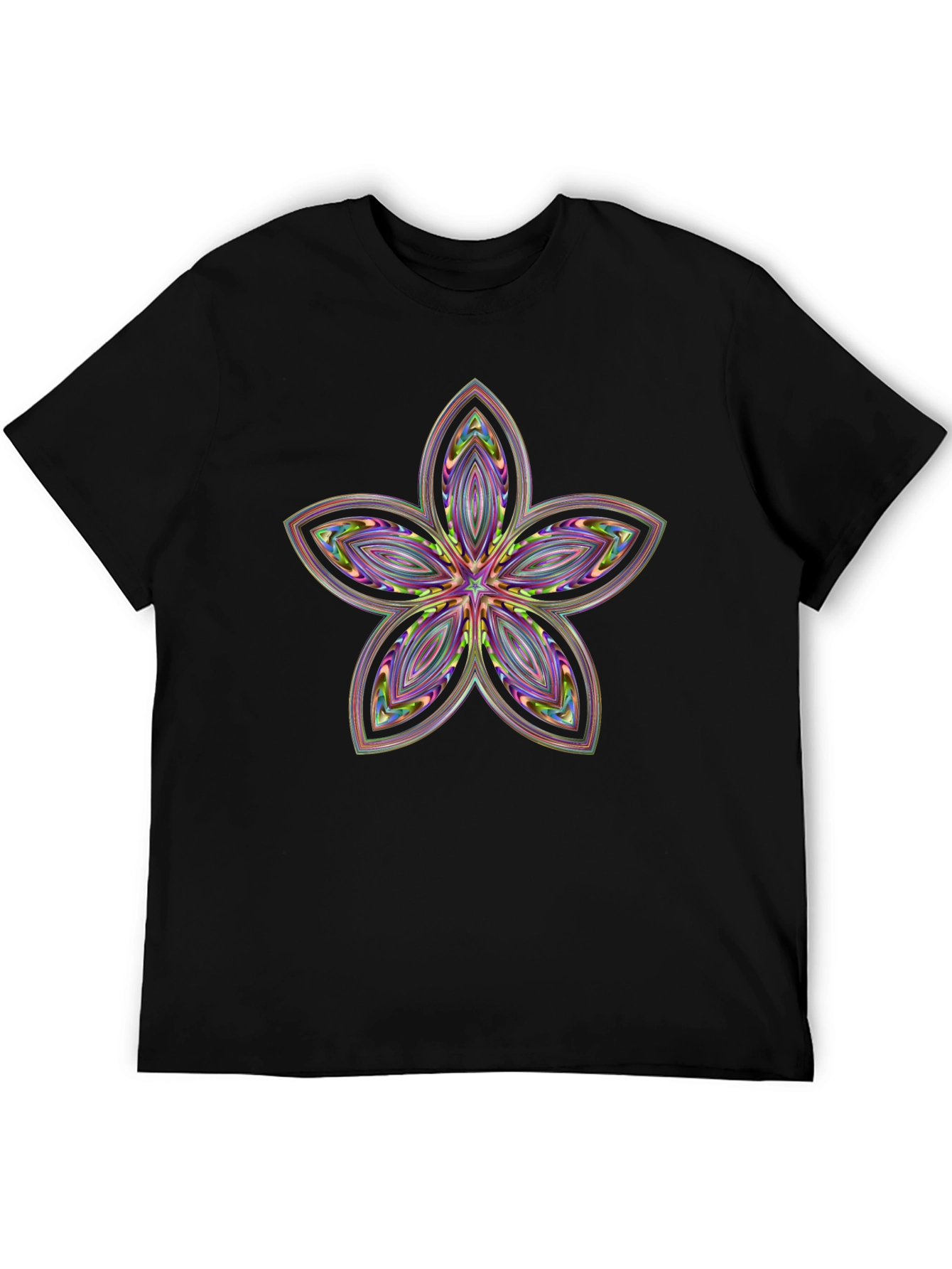 Abstract Flower Print Black T-Shirt