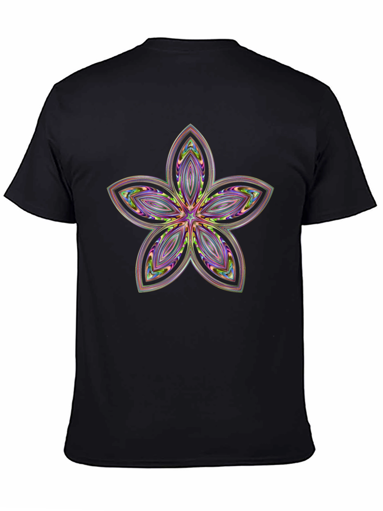 Abstract Flower Print Black T-Shirt