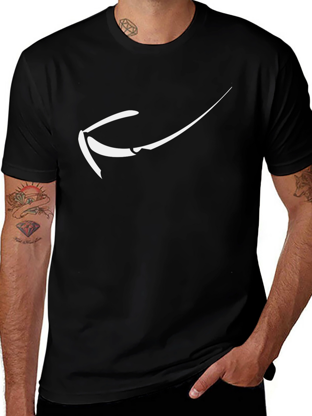Modern Black T-Shirt with Abstract White Design