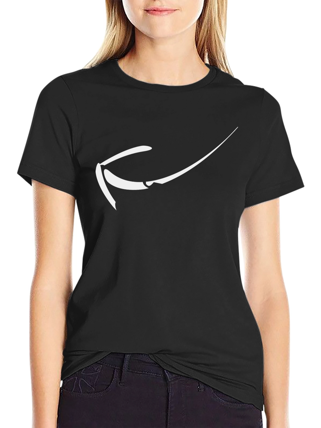 Modern Black T-Shirt with Abstract White Design