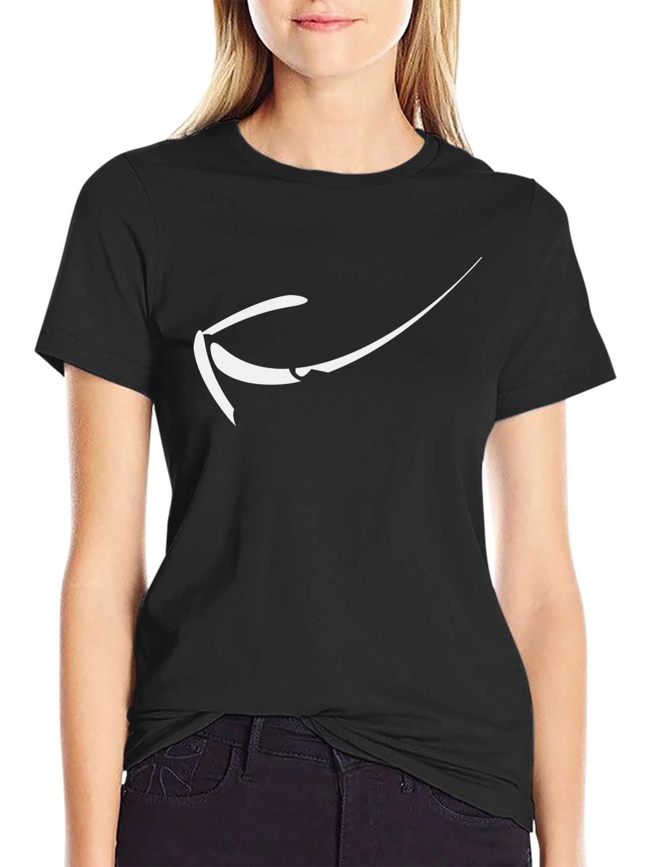 Modern Black T-Shirt with Abstract White Design