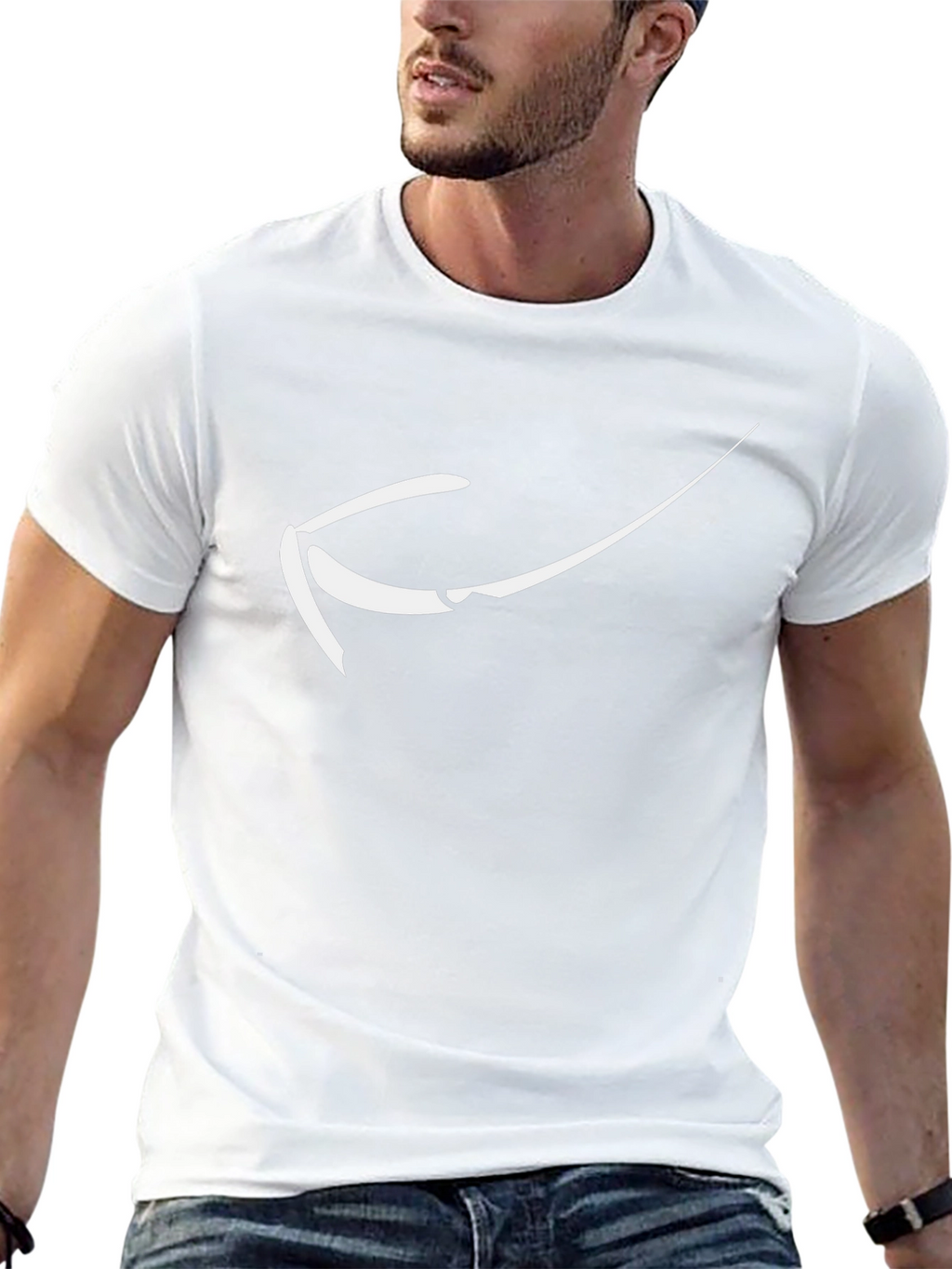 Modern Black T-Shirt with Abstract White Design
