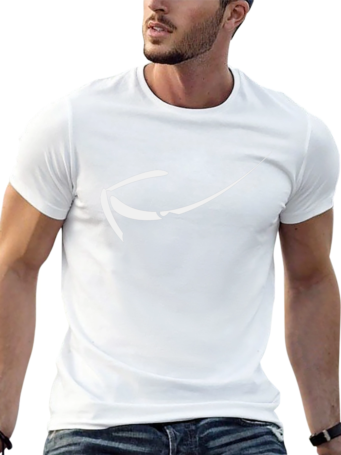 Modern Black T-Shirt with Abstract White Design
