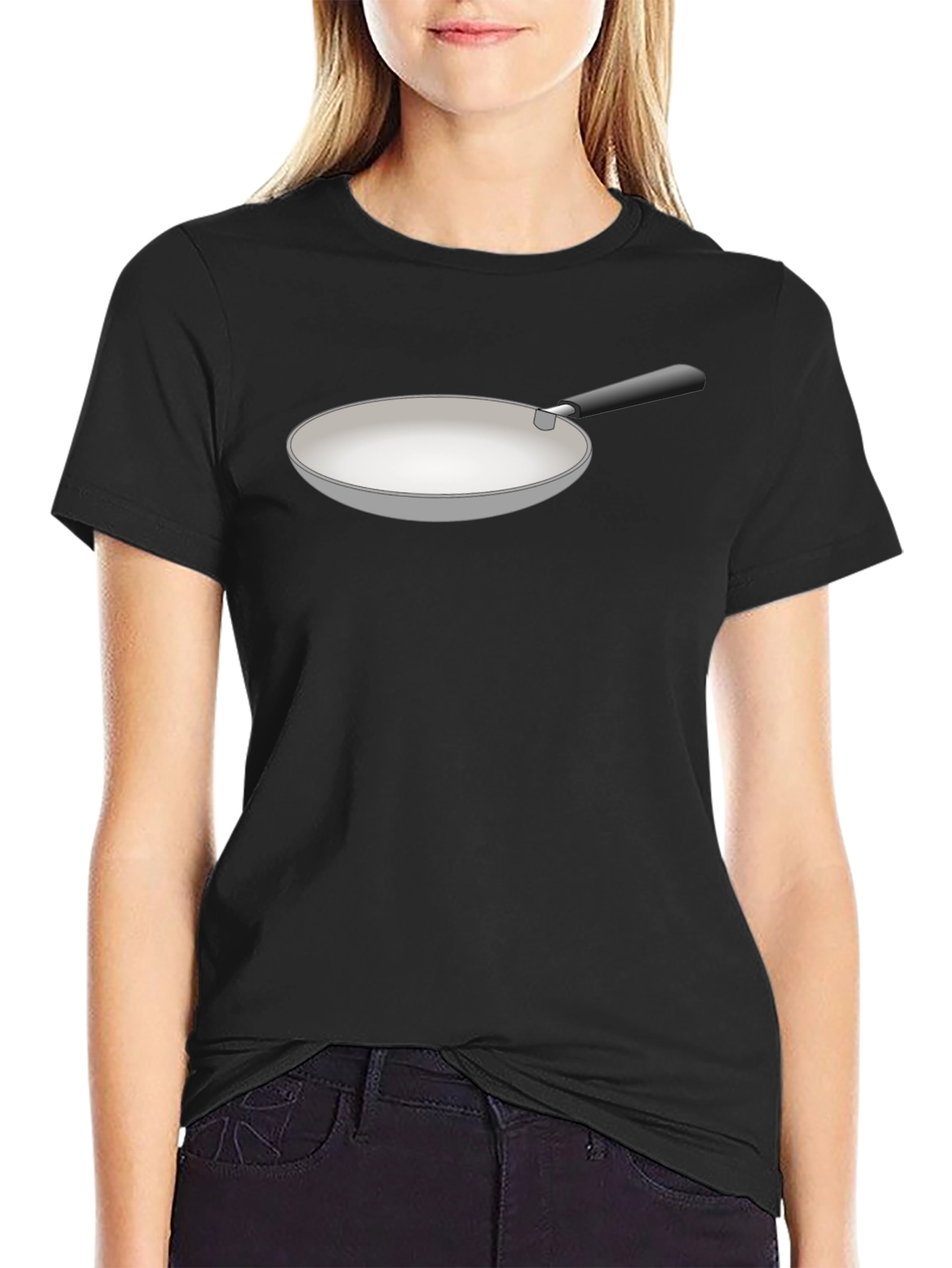 Funny Fry Pan Graphic Black T-Shirt