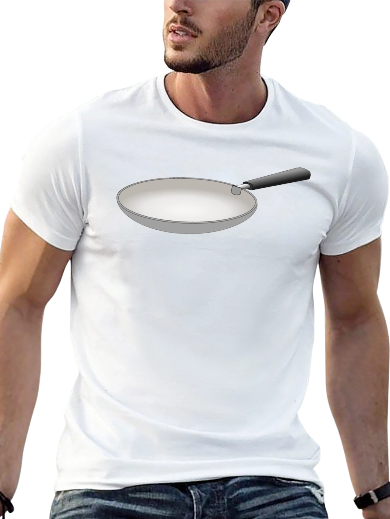 Funny Fry Pan Graphic Black T-Shirt