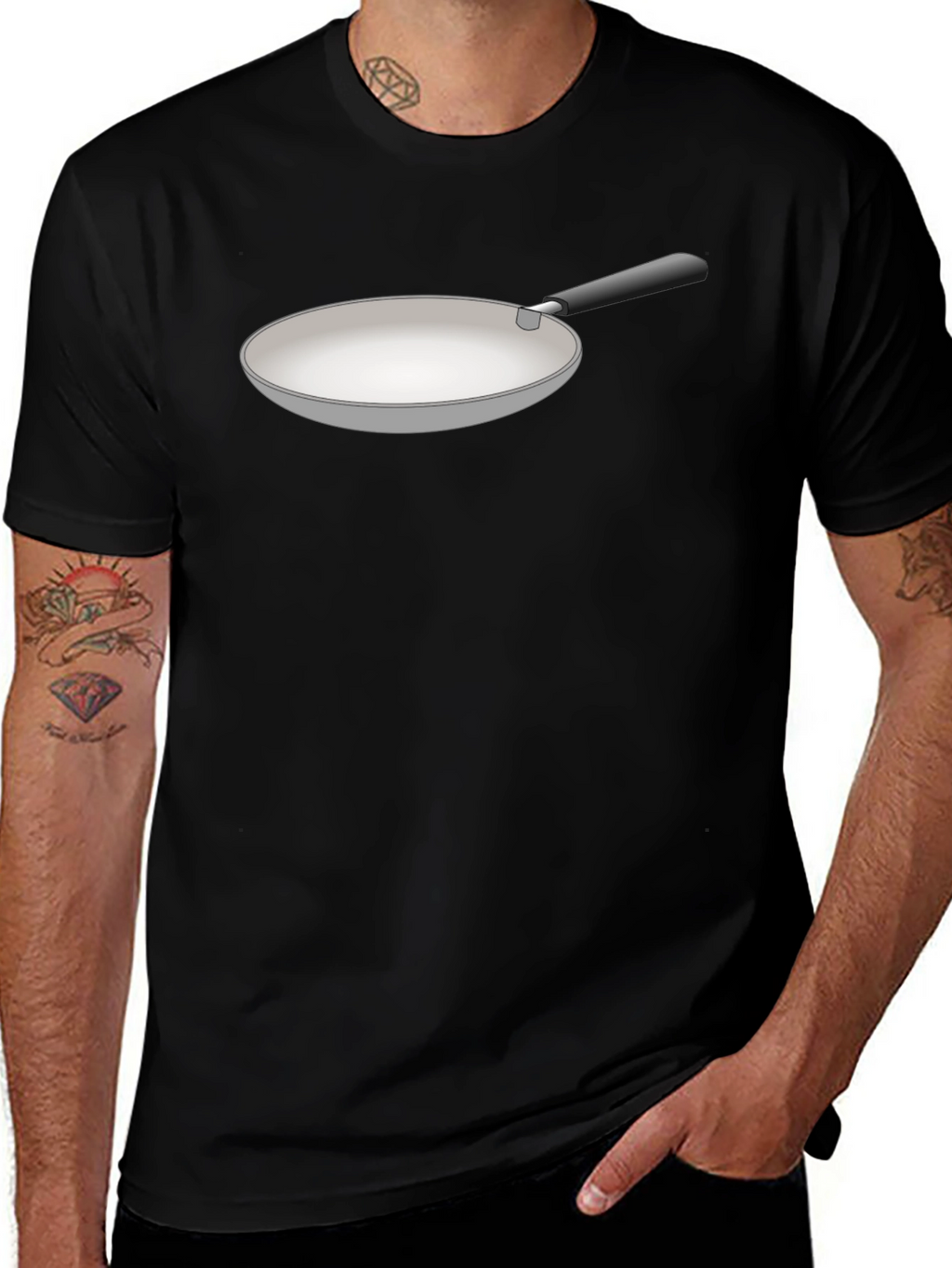 Funny Fry Pan Graphic Black T-Shirt