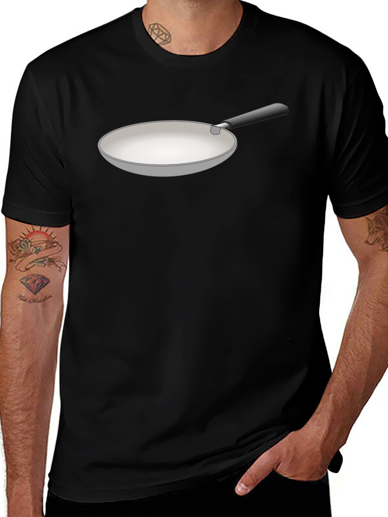Funny Fry Pan Graphic Black T-Shirt
