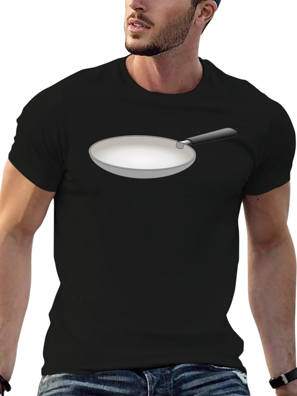 Funny Fry Pan Graphic Black T-Shirt