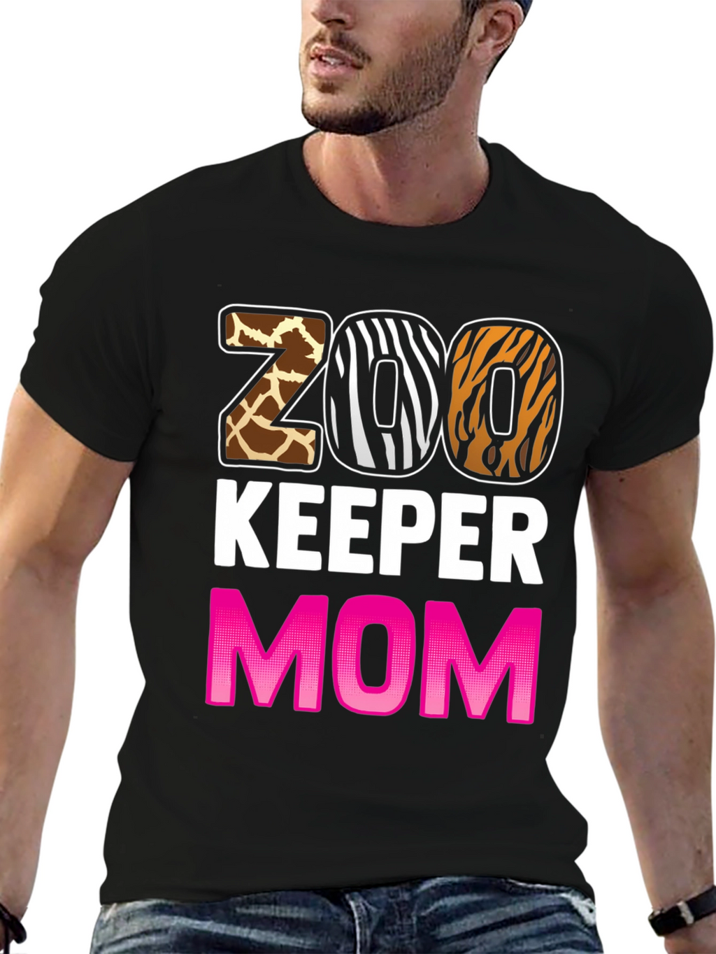 Zoo Keeper Mom T-Shirt - Animal Print Design