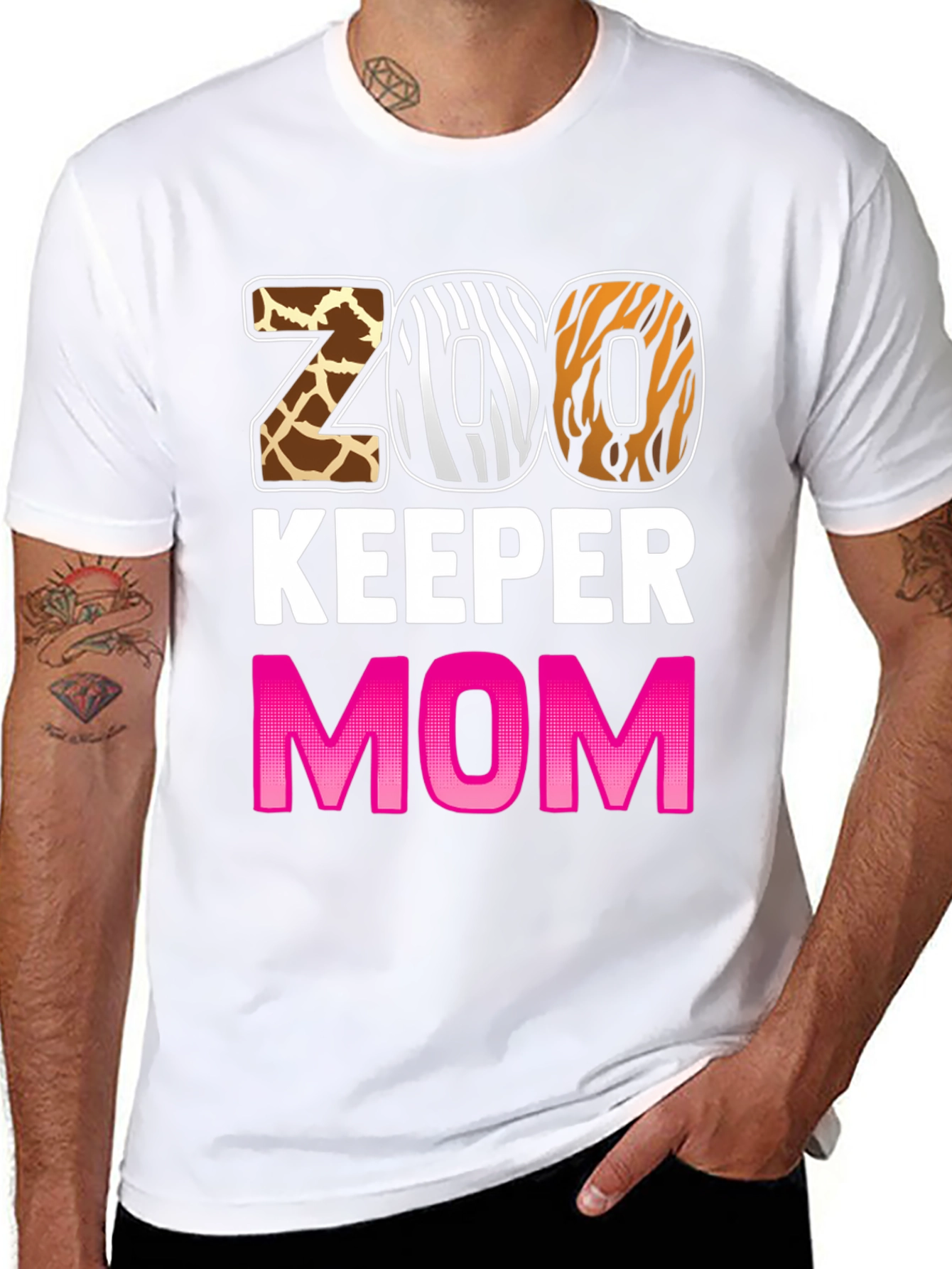 Zoo Keeper Mom T-Shirt - Animal Print Design