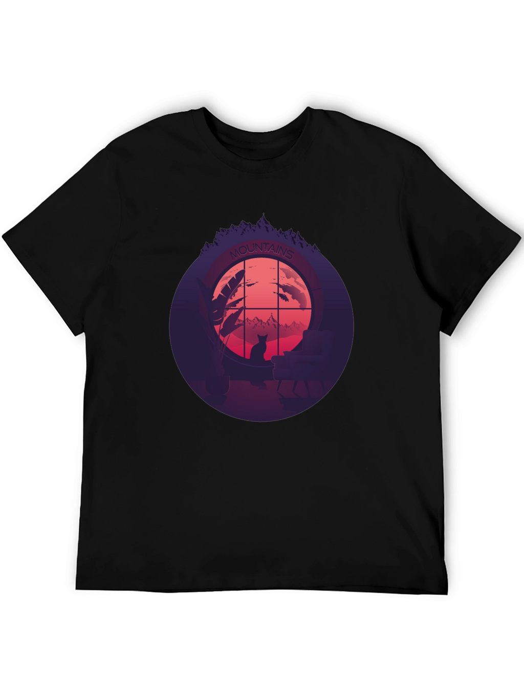 Mountains Cat Silhouette T-Shirt