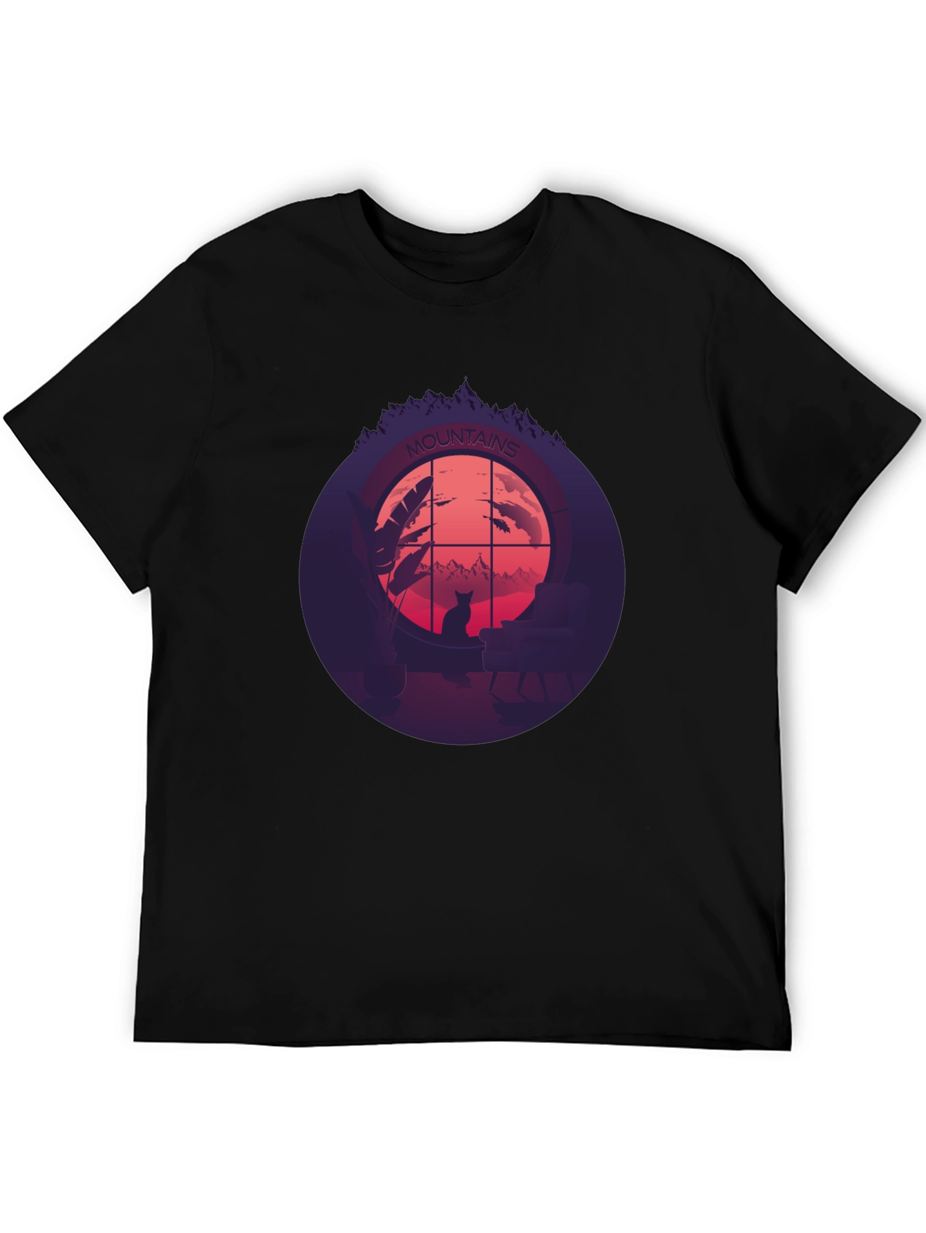 Mountains Cat Silhouette T-Shirt