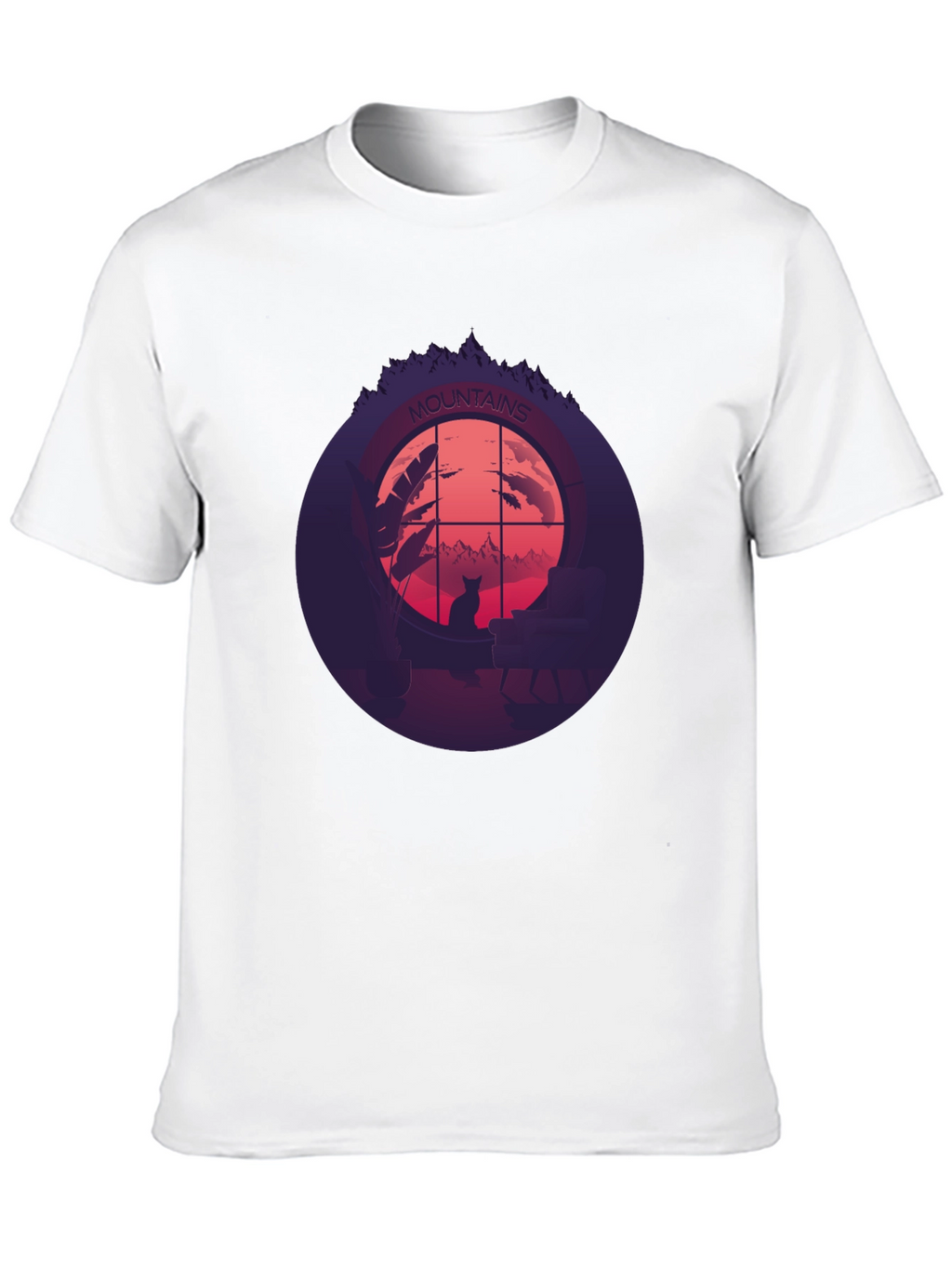Mountains Cat Silhouette T-Shirt