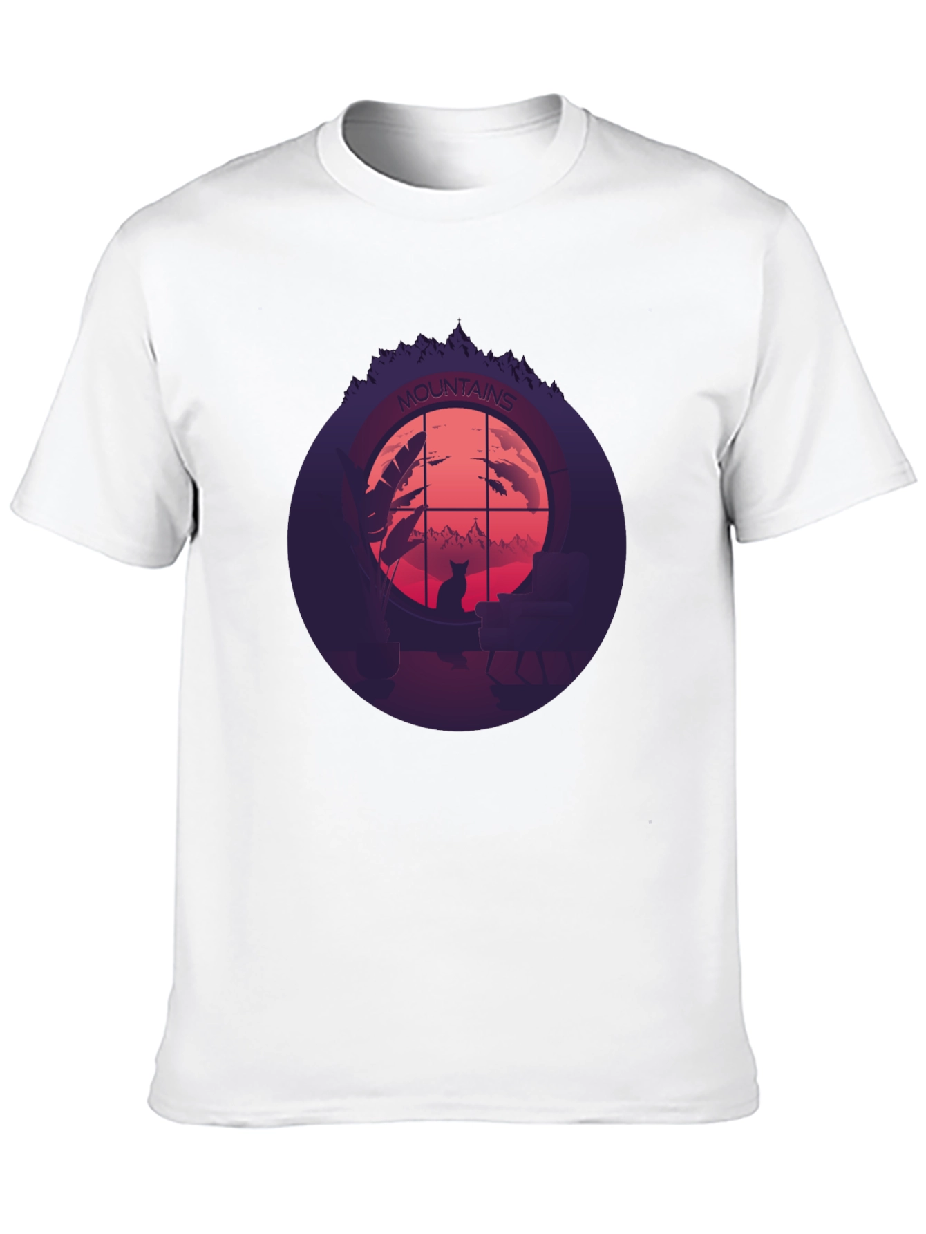 Mountains Cat Silhouette T-Shirt