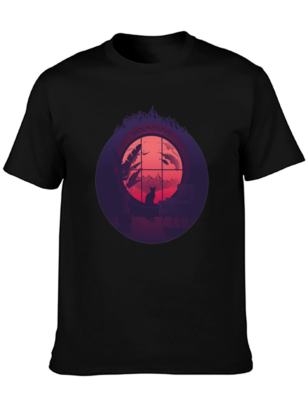Mountains Cat Silhouette T-Shirt