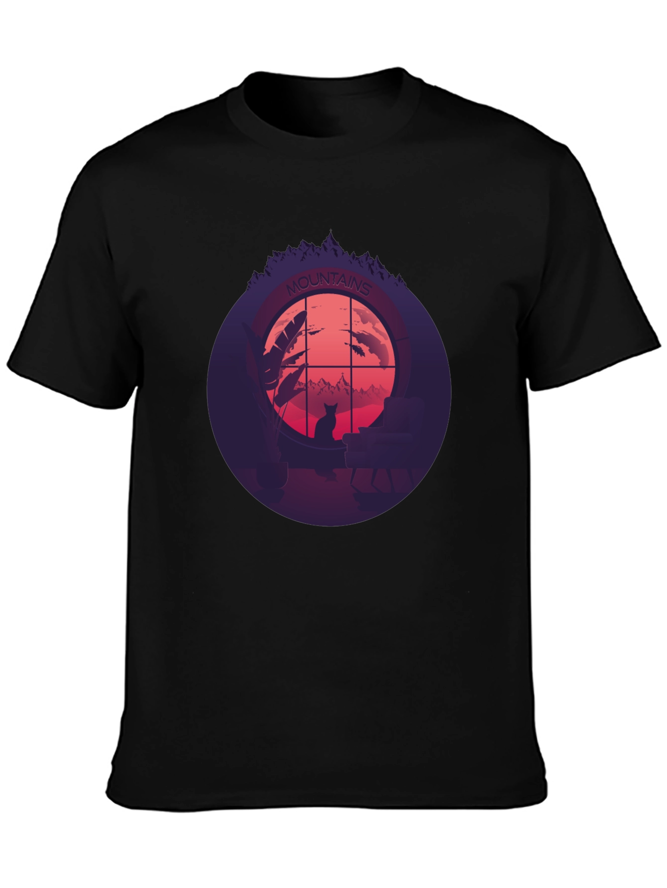 Mountains Cat Silhouette T-Shirt