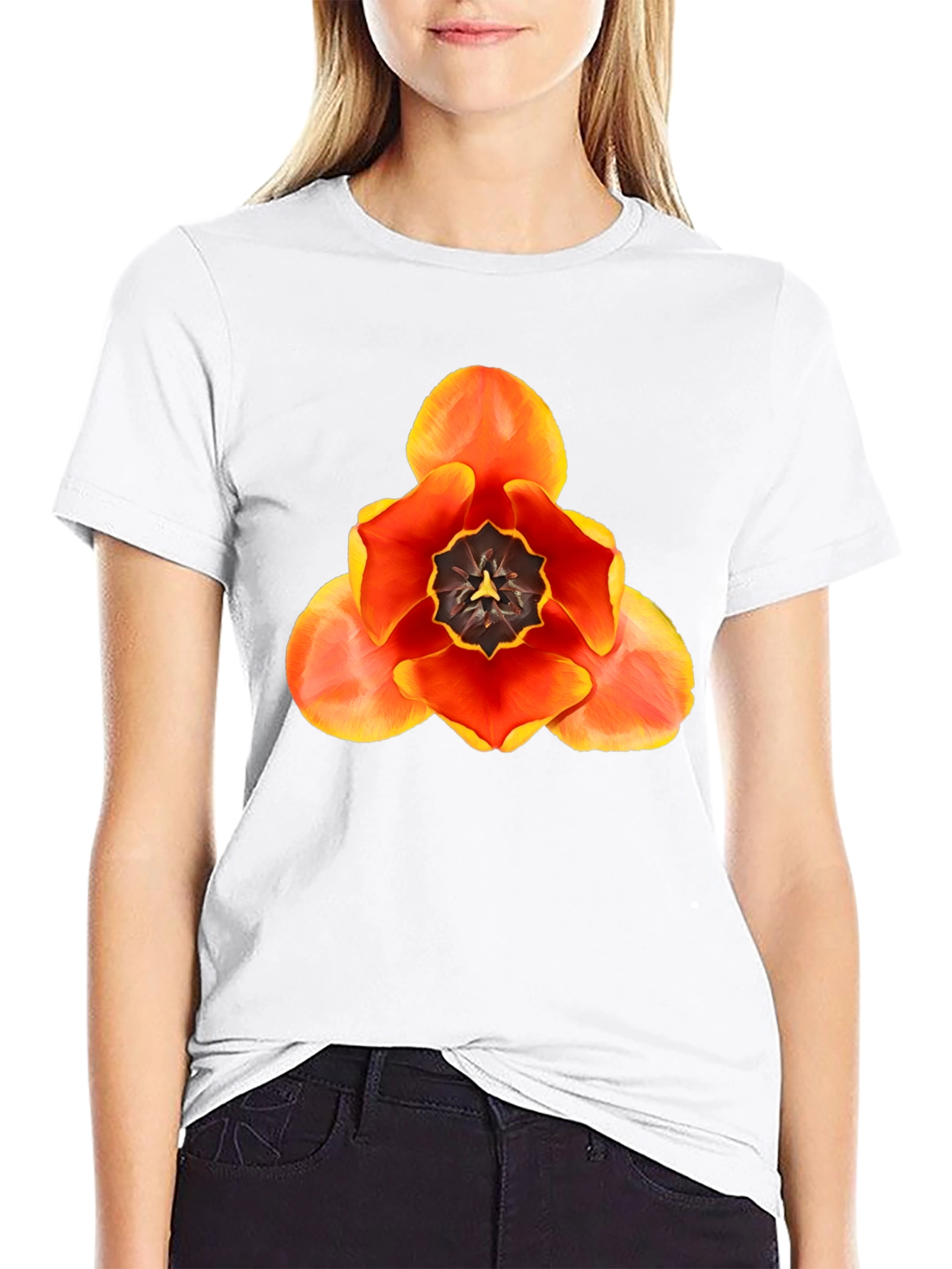 Floral Graphic T-Shirt - Bold Tulip Design