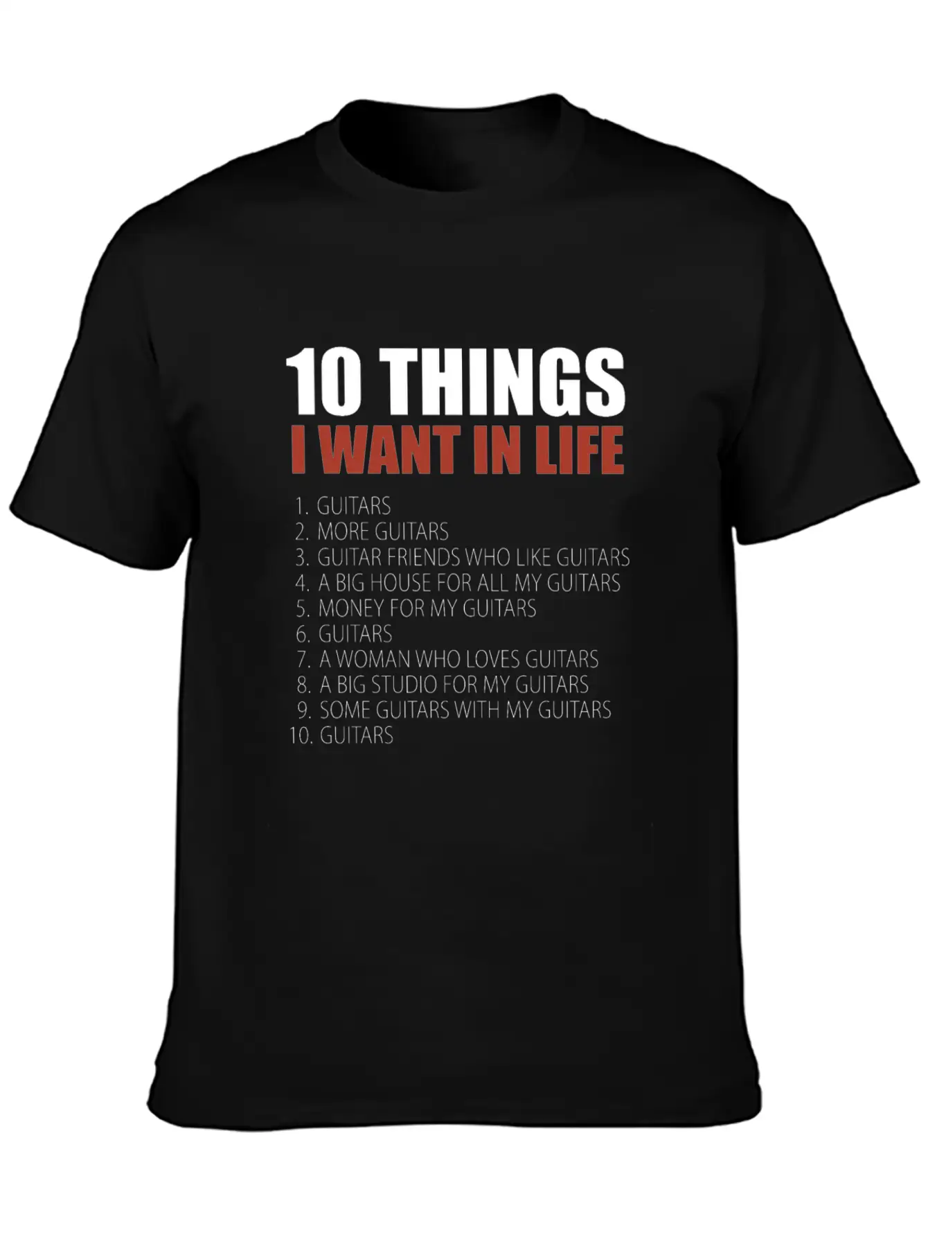 10 Things Guitar Gift Guitar Novelty Gift Modern Fit Casual T-Shirt – Clean And Versatile Design