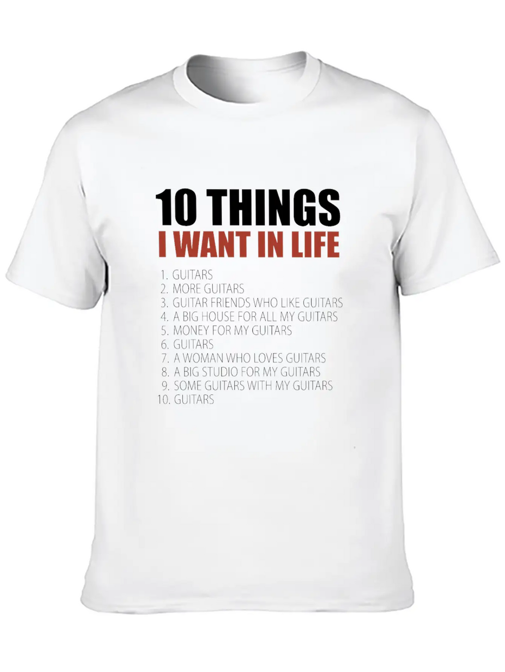 10 Things Guitar Gift Guitar Novelty Gift Modern Fit Casual T-Shirt – Clean And Versatile Design