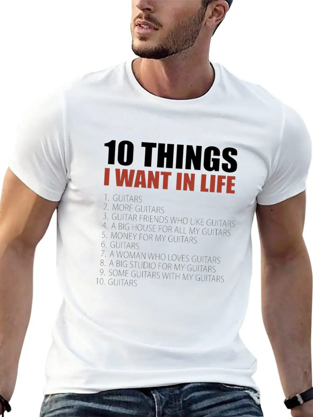 10 Things Guitar Gift Guitar Novelty Gift Modern Fit Casual T-Shirt – Clean And Versatile Design