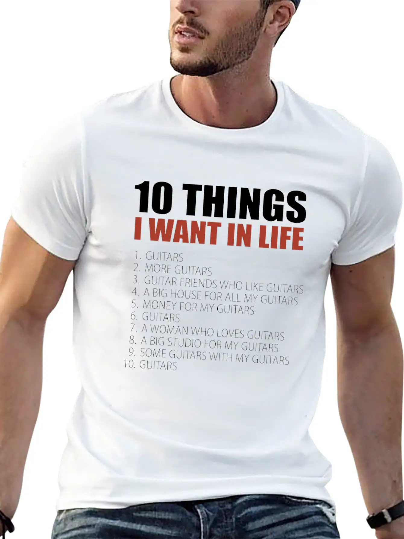 10 Things Guitar Gift Guitar Novelty Gift Modern Fit Casual T-Shirt – Clean And Versatile Design
