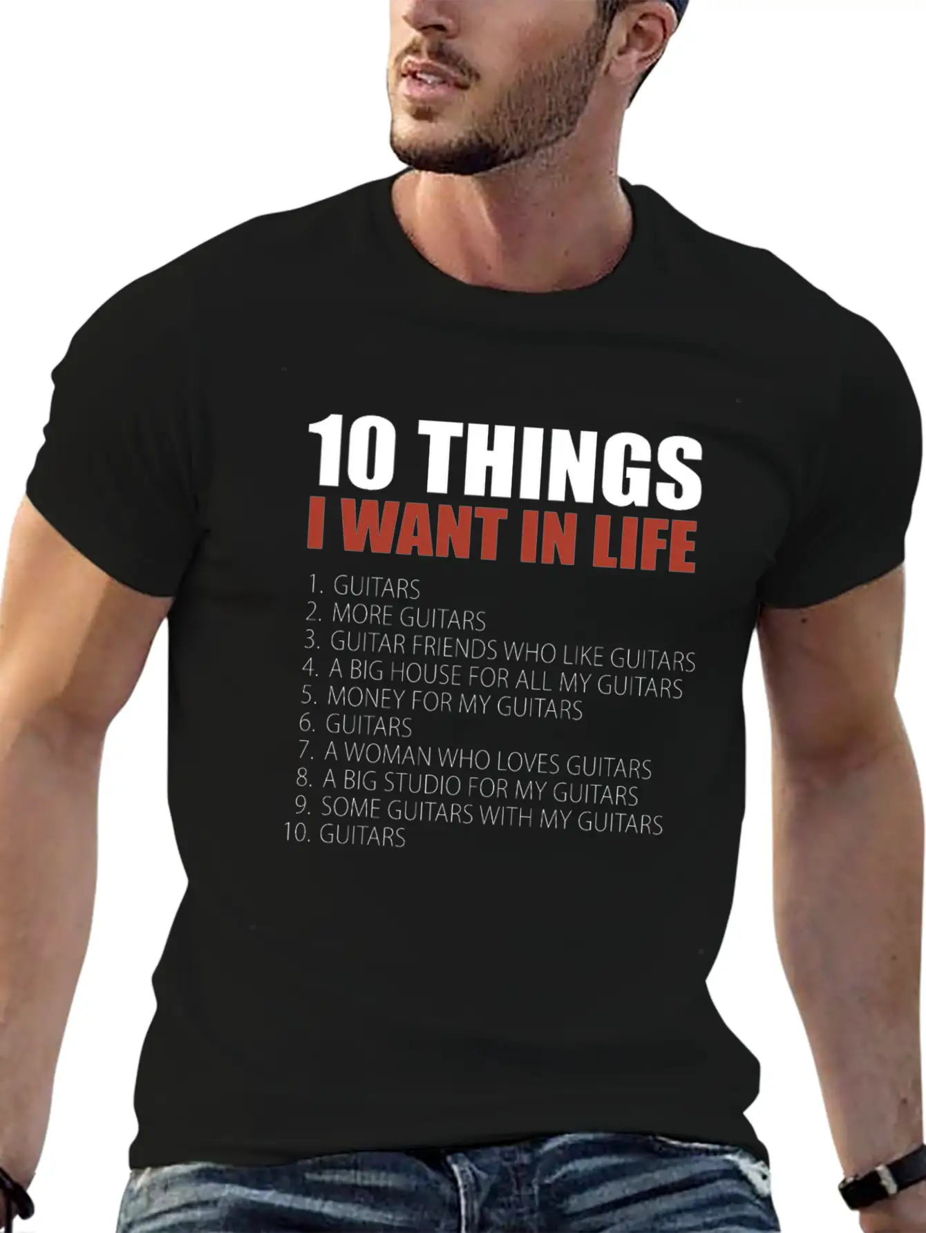10 Things Guitar Gift Guitar Novelty Gift Modern Fit Casual T-Shirt – Clean And Versatile Design