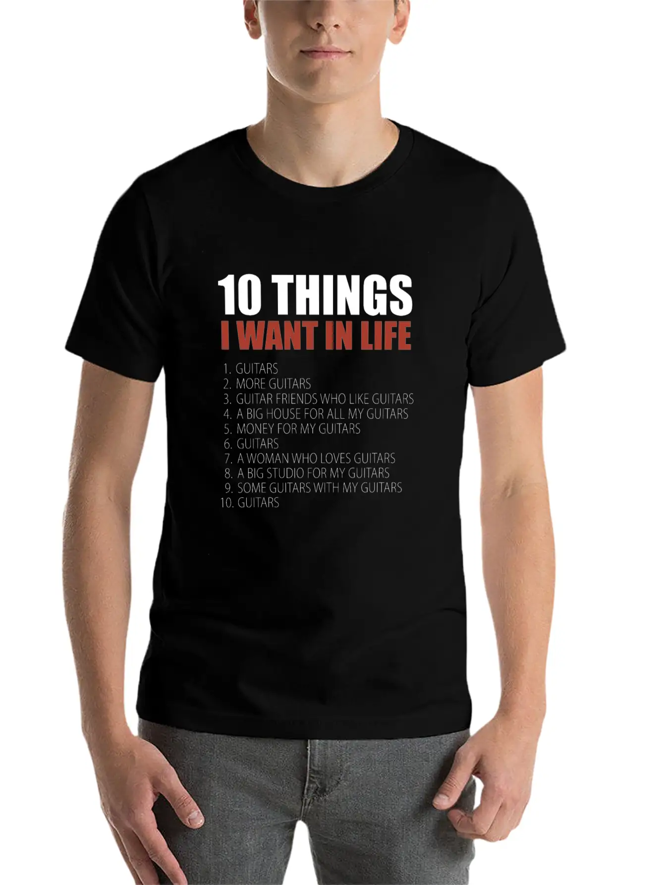 10 Things Guitar Gift Guitar Novelty Gift Modern Fit Casual T-Shirt – Clean And Versatile Design