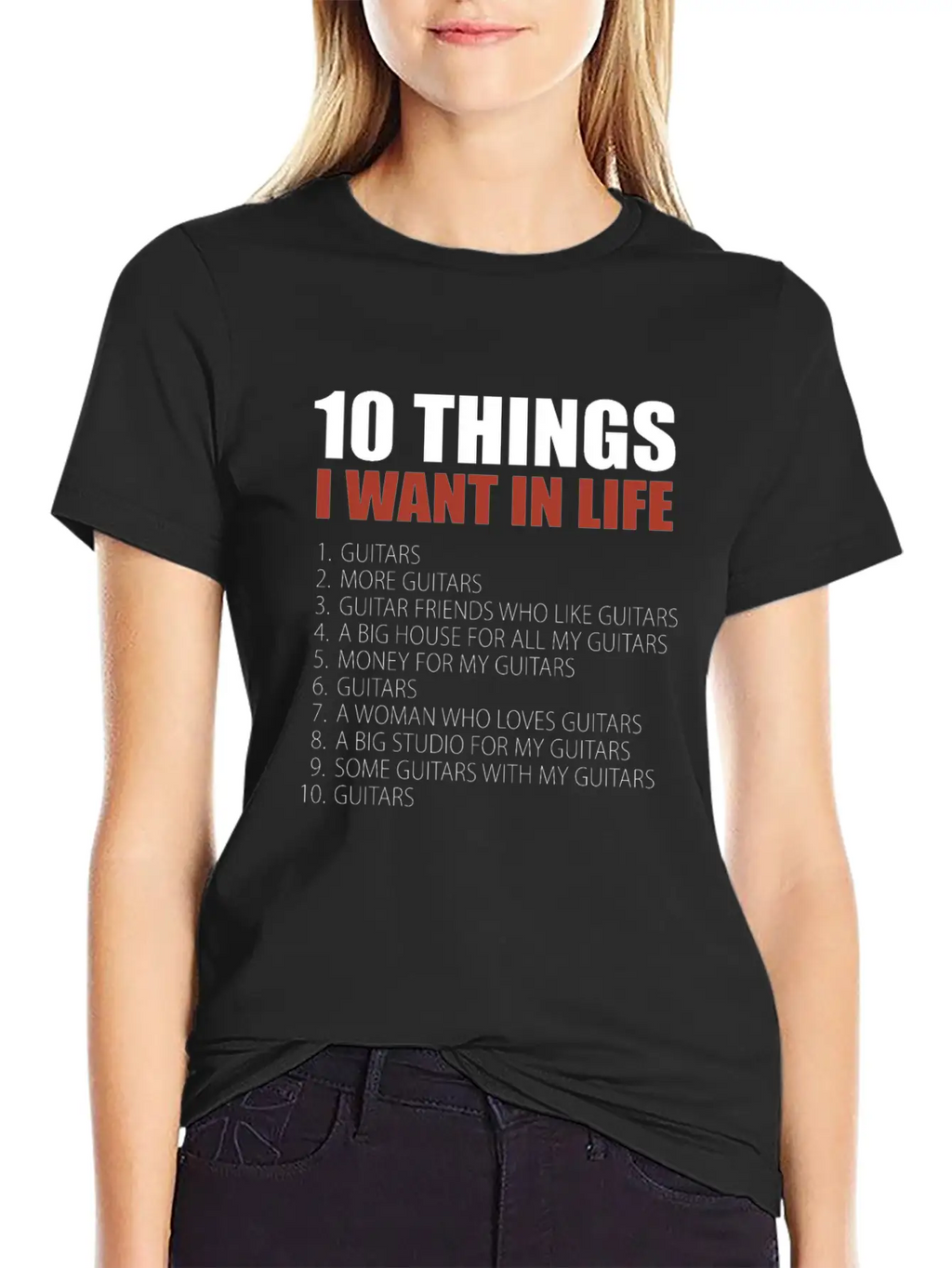 10 Things Guitar Gift Guitar Novelty Gift Modern Fit Casual T-Shirt – Clean And Versatile Design