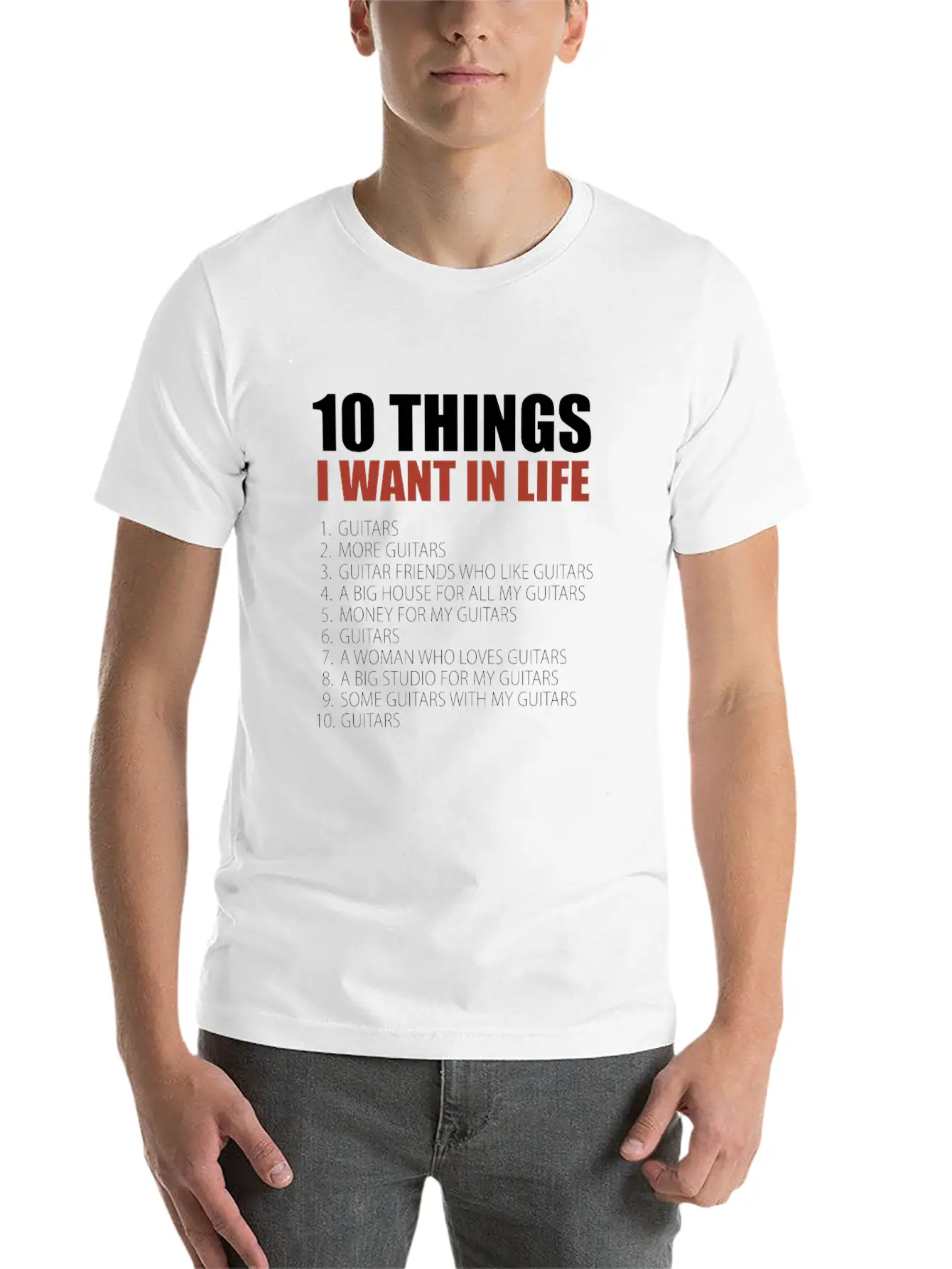 10 Things Guitar Gift Guitar Novelty Gift Modern Fit Casual T-Shirt – Clean And Versatile Design