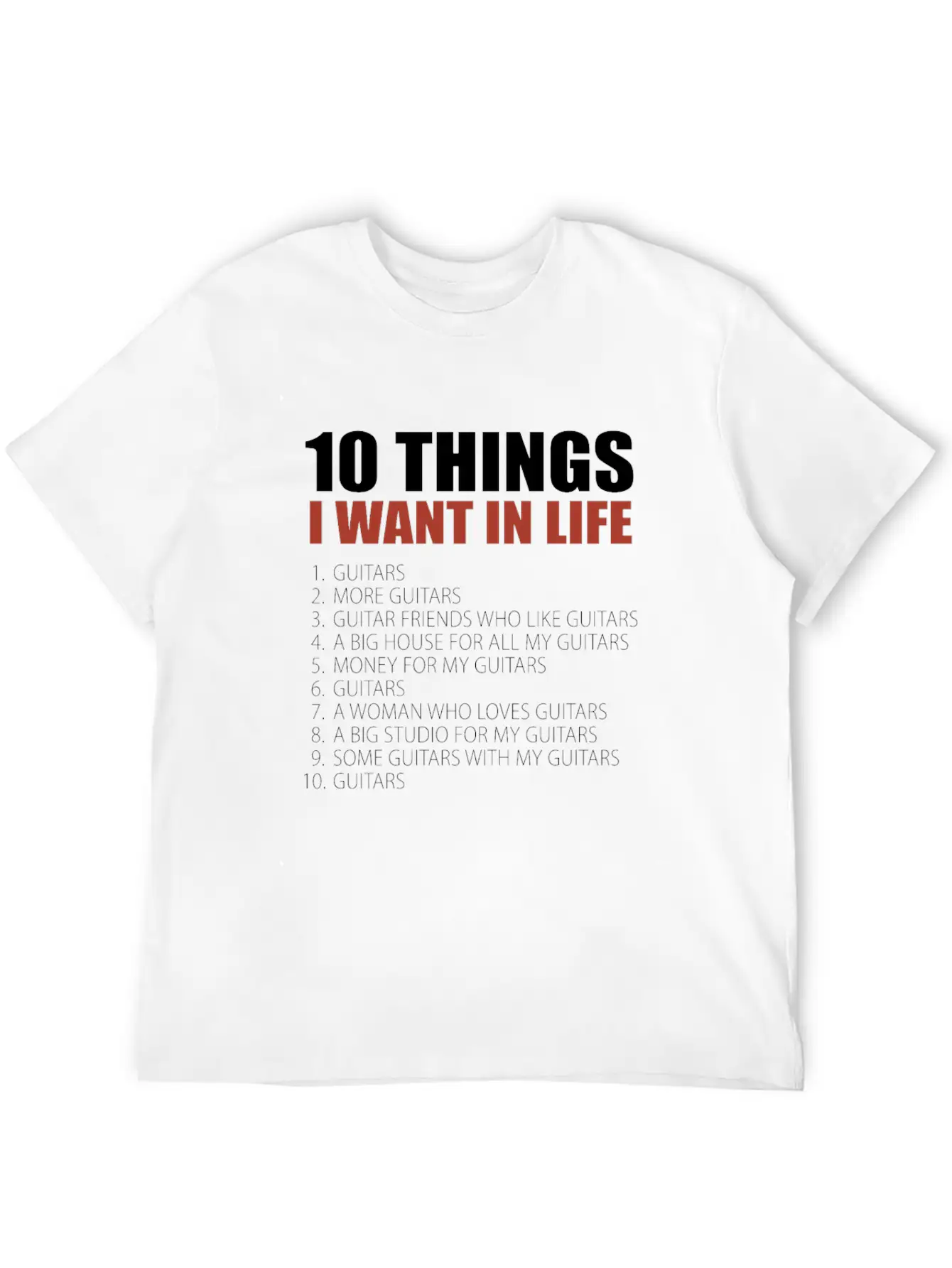 10 Things Guitar Gift Guitar Novelty Gift Modern Fit Casual T-Shirt – Clean And Versatile Design