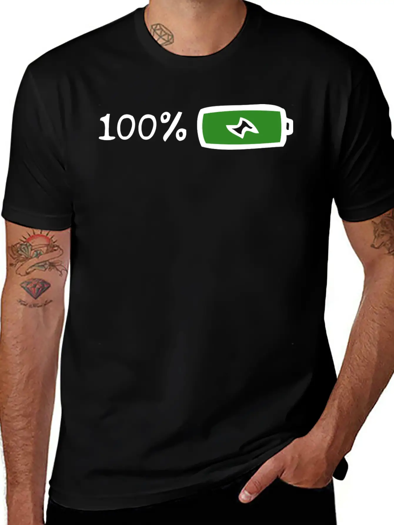 100% Battery And Energy, Full Energy And Power Stylish Everyday T-Shirt – Unisex Basic Cotton Tee