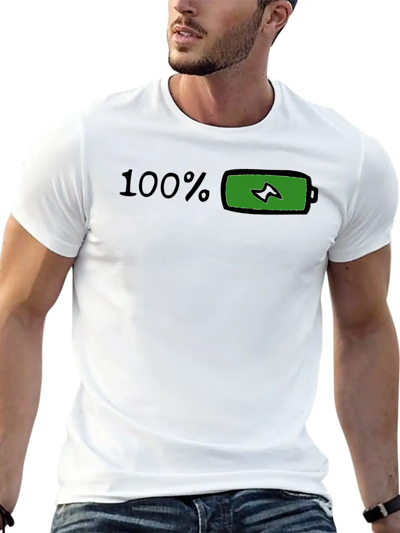 100% Battery And Energy, Full Energy And Power Stylish Everyday T-Shirt – Unisex Basic Cotton Tee