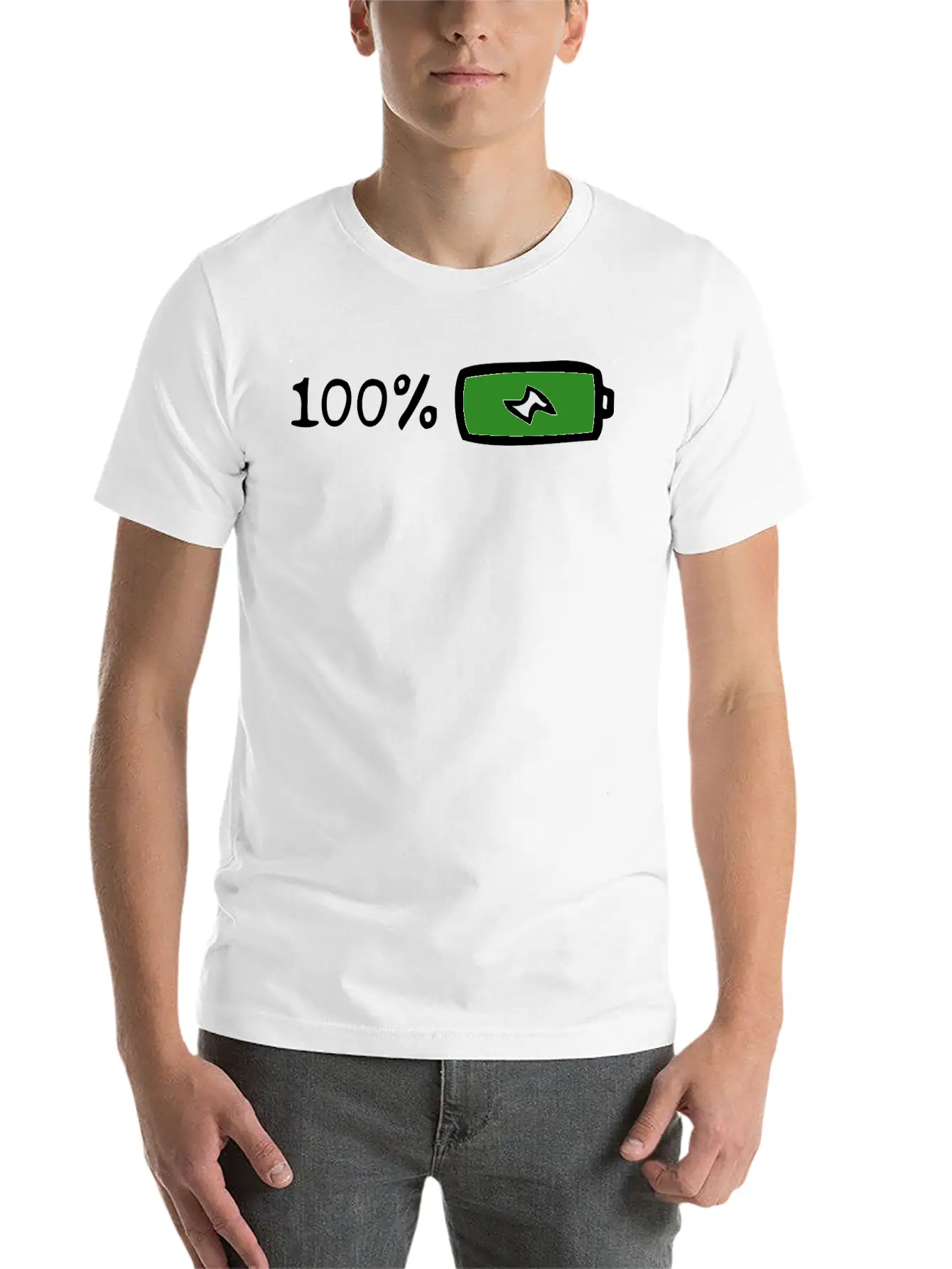 100% Battery And Energy, Full Energy And Power Stylish Everyday T-Shirt – Unisex Basic Cotton Tee
